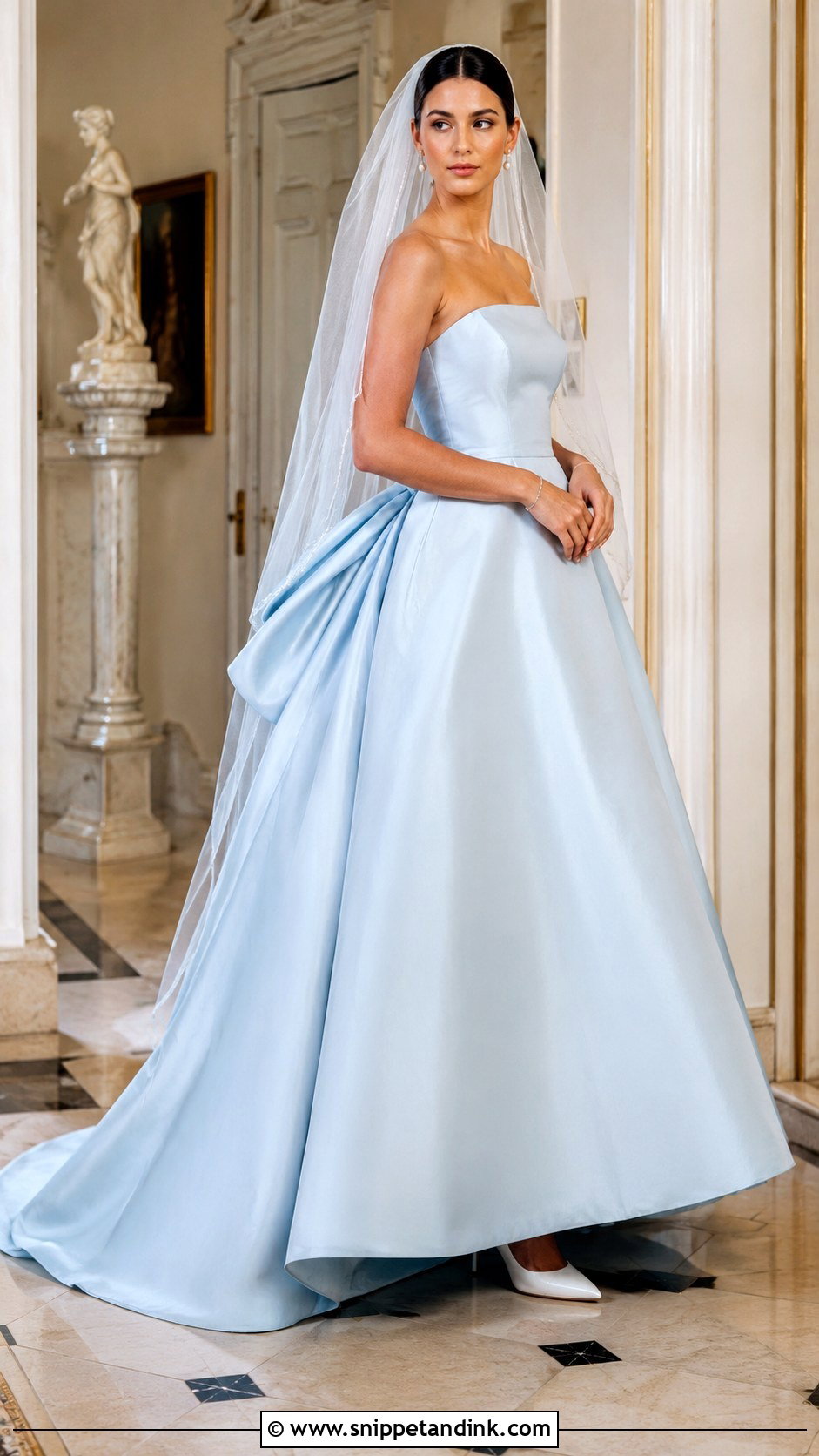 Blue Bow Bridal Gown - Snippet and Ink - 20 Blue Bridal Gown Ideas