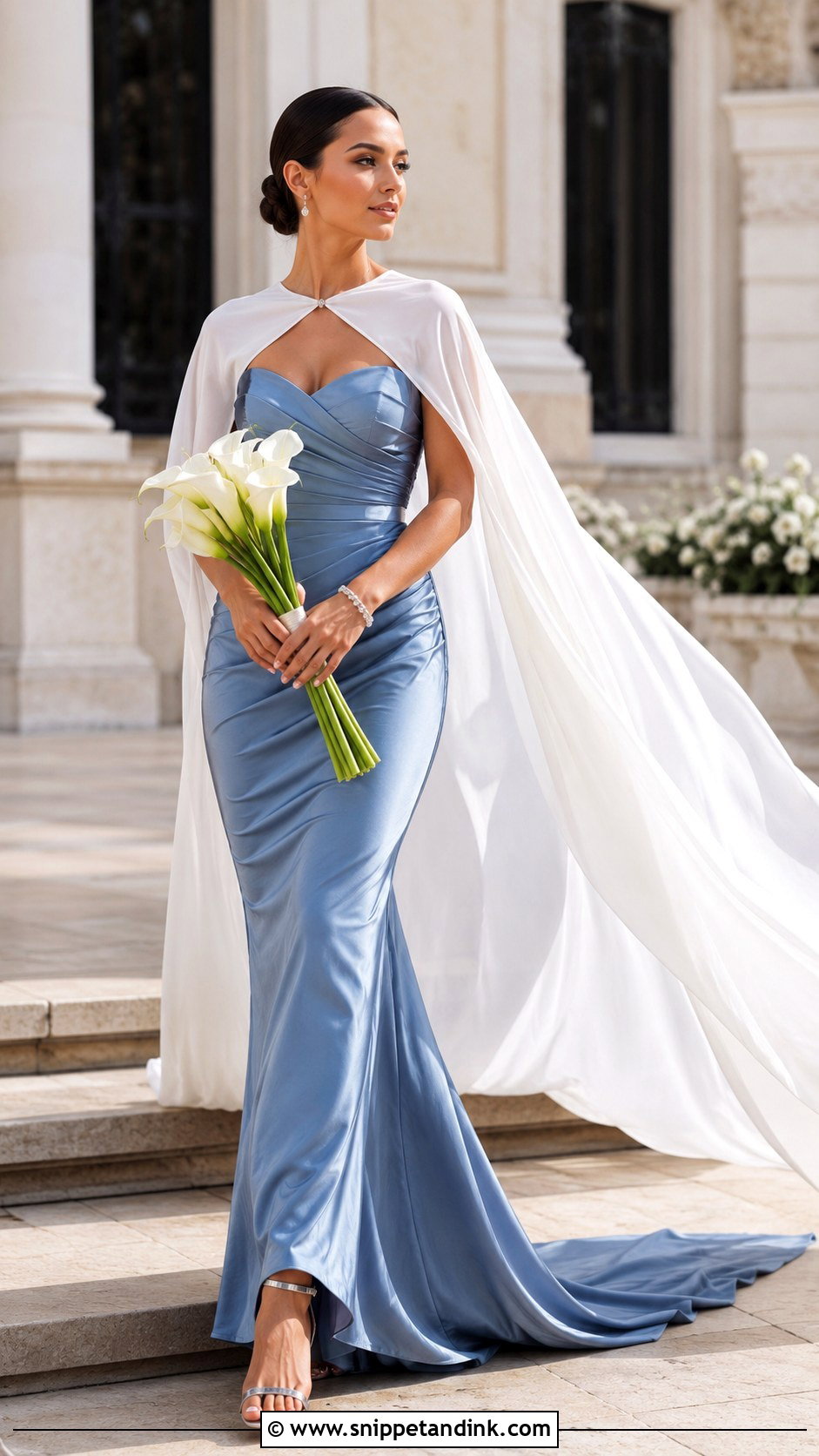 Blue Bridal Dress With White Cape - Snippet and Ink - 20 Blue Bridal Ideas