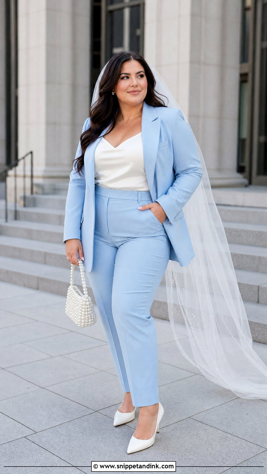 Blue Bridal Suit With Heels - Snippet and Ink - 20 Blue Bride Ideas