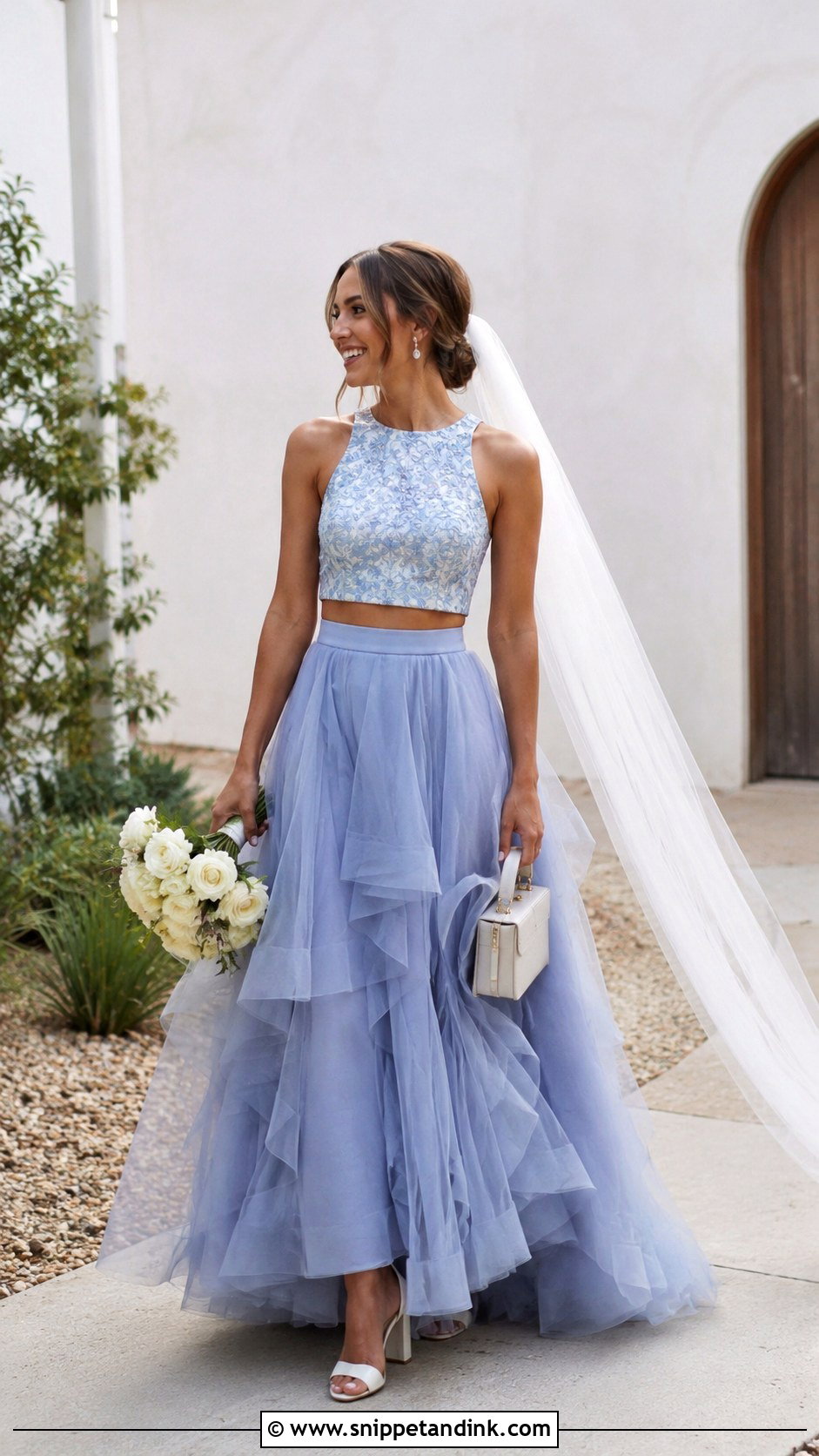 Blue Bridal Two Piece Skirt Set - Snippet and Ink - 20 Blue Bridal Ideas