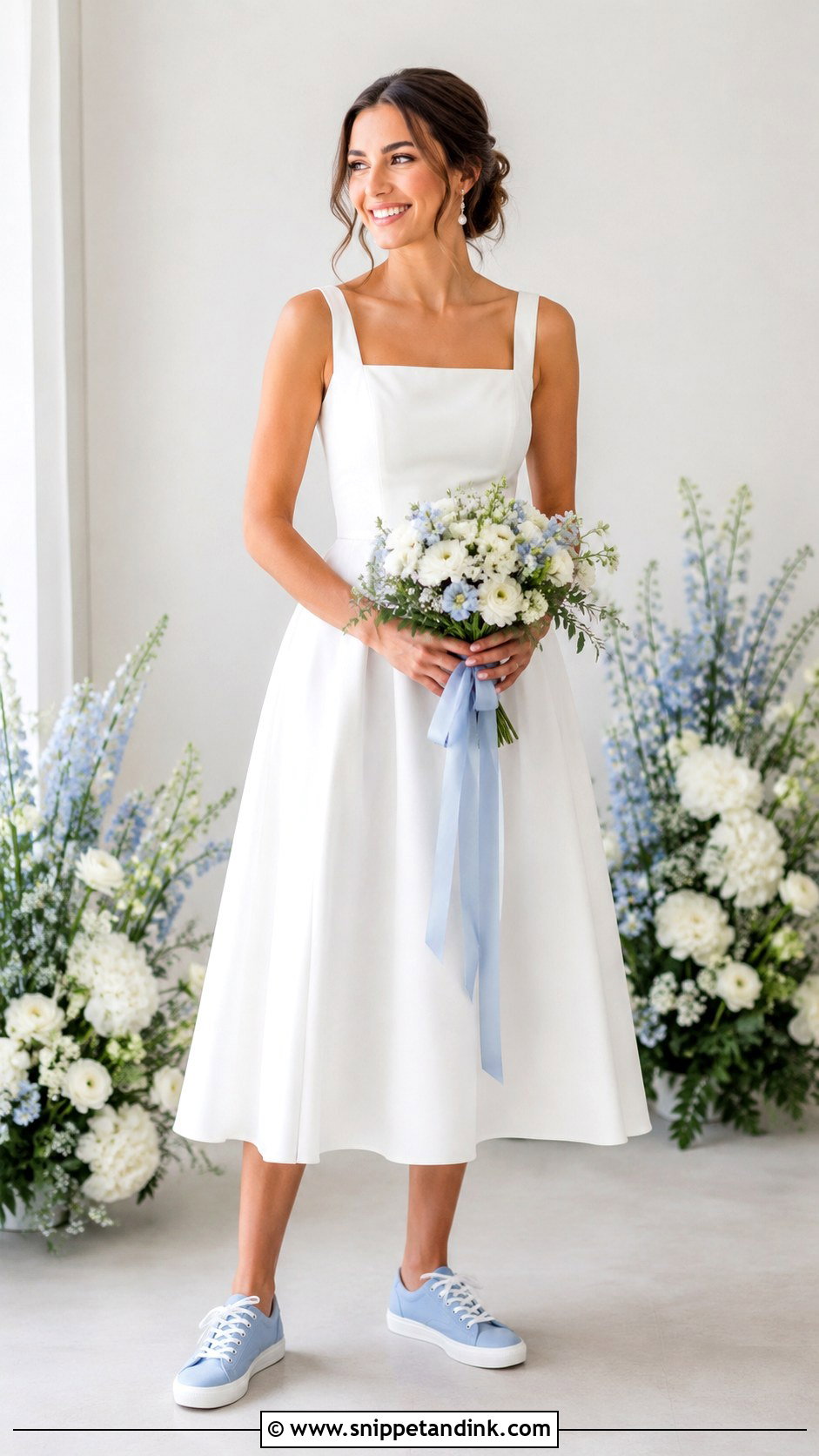 Blue Bride Sneakers With White Dress - Snippet and Ink - 25 Bride Sneakers Ideas
