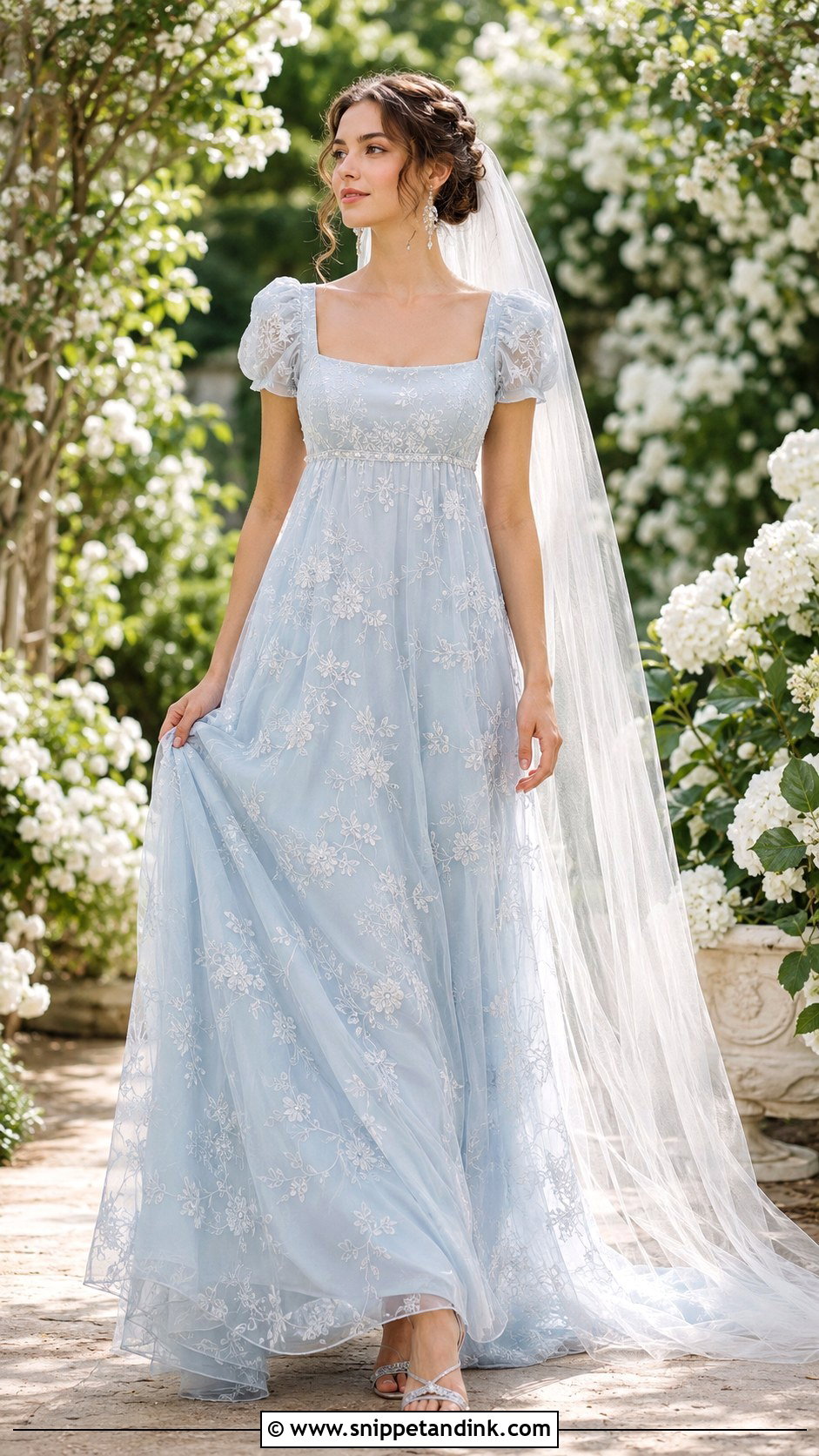 Blue Bridgerton Wedding Dress - Snippet and Ink - 20 Bridgerton Inspired Wedding Dresses
