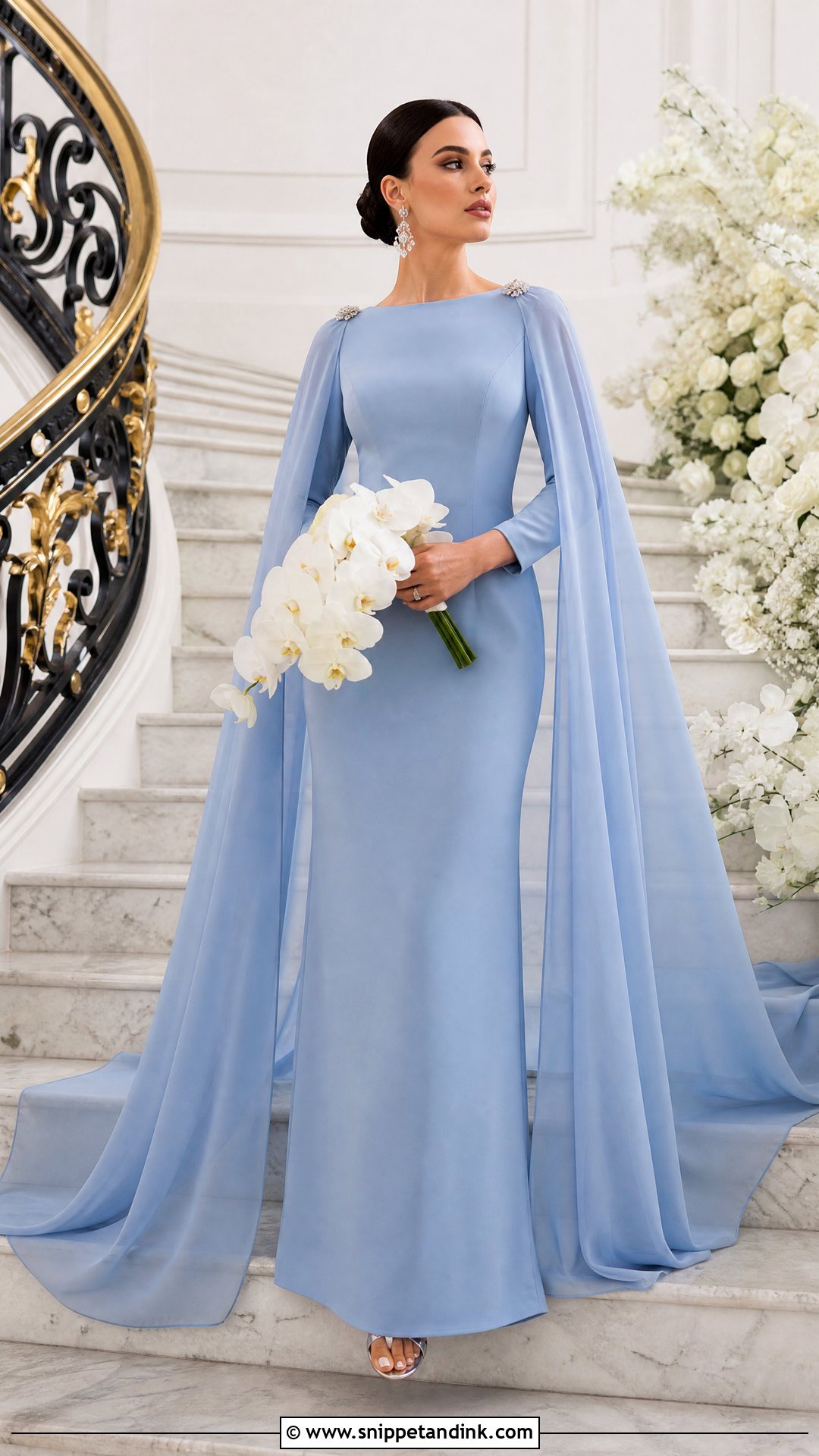 Blue Cape Bridal Dress - Snippet and Ink - 25 Blue Bridal Dress Ideas