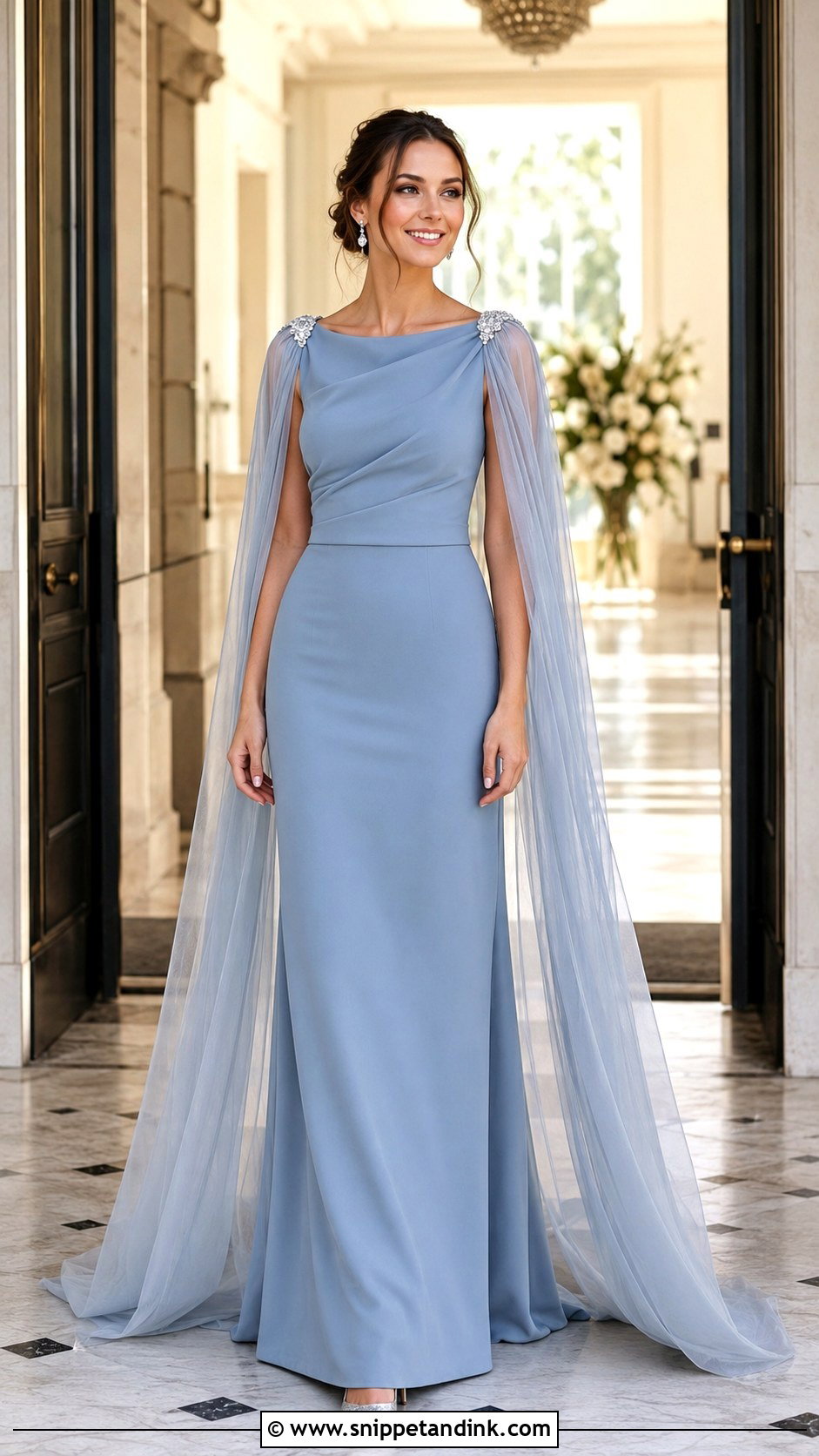 Blue Cape Bridal Gown - Snippet and Ink - 20 Blue Bridal Gown Ideas