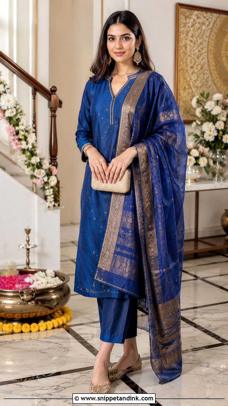 Blue Chanderi Suit Jal Ceremony Outfit - Snippet and Ink - 20 Jal Ceremony Outfit Ideas