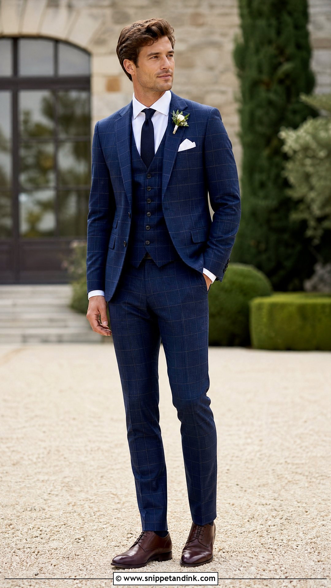 Blue Check Three Piece Wedding Suit - Snippet and Ink - 20 Three Piece Suit Wedding Ideas