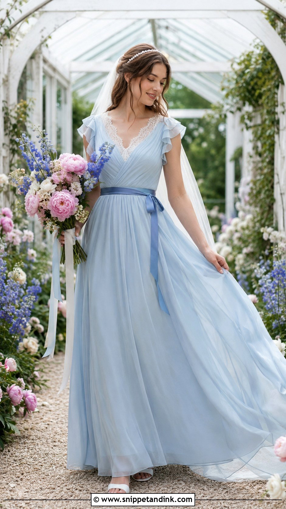 Blue Chiffon Alice in Wonderland Wedding Dress - Snippet and Ink - 20 Alice in Wonderland Wedding Dress Ideas