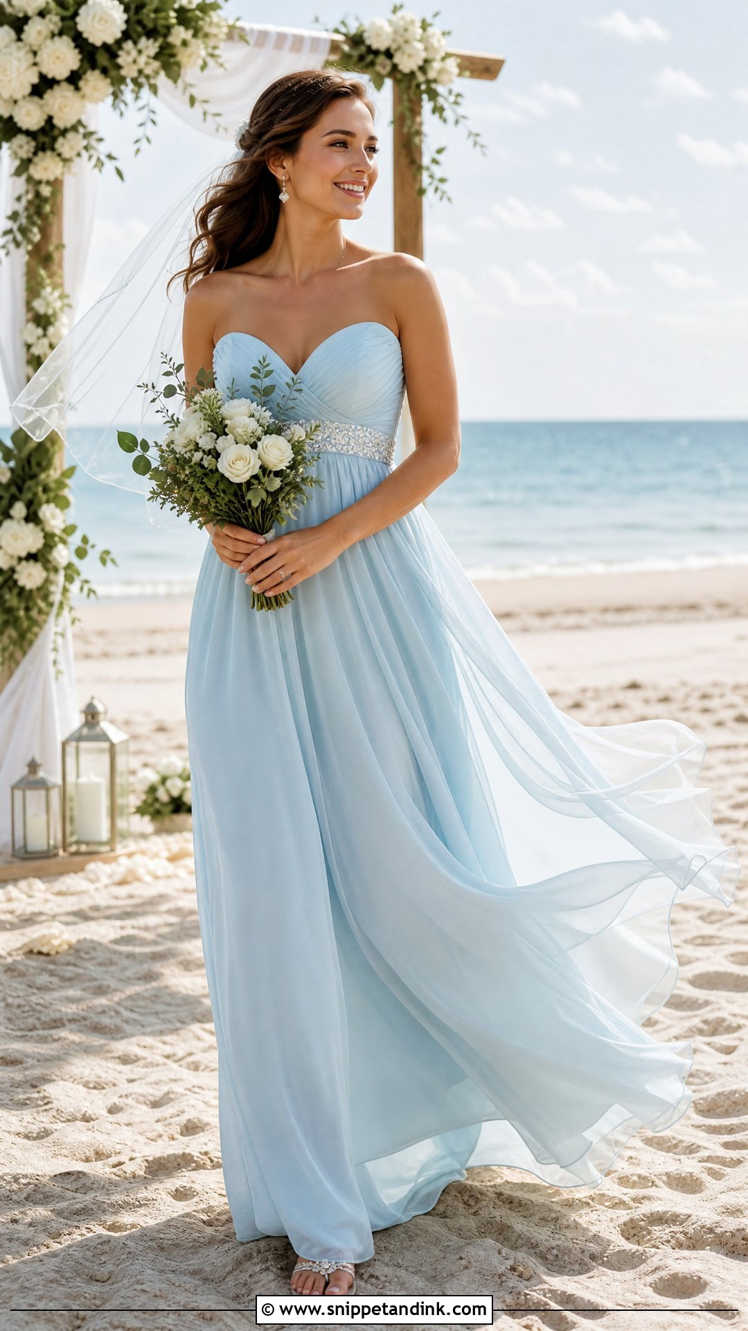 Blue Chiffon Beach Bridal Dress - Snippet and Ink - 25 Blue Bridal Dress Ideas