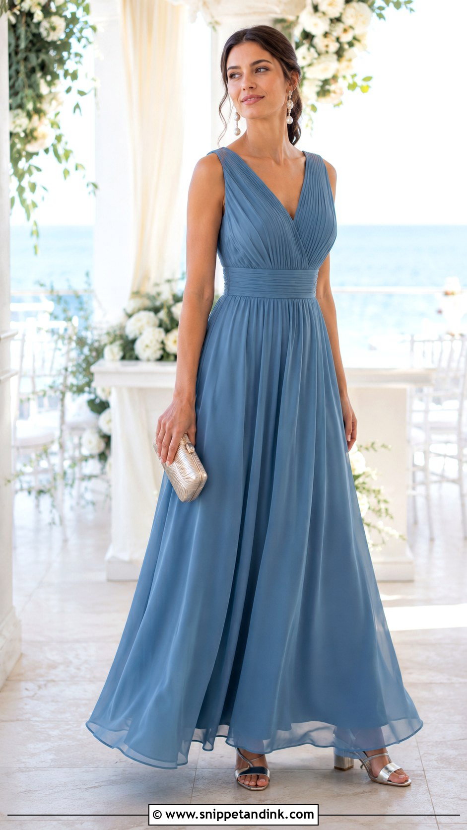 Blue Chiffon Coastal Formal Maxi Dress - Snippet and Ink - 20 Coastal Formal Wedding Attire Ideas