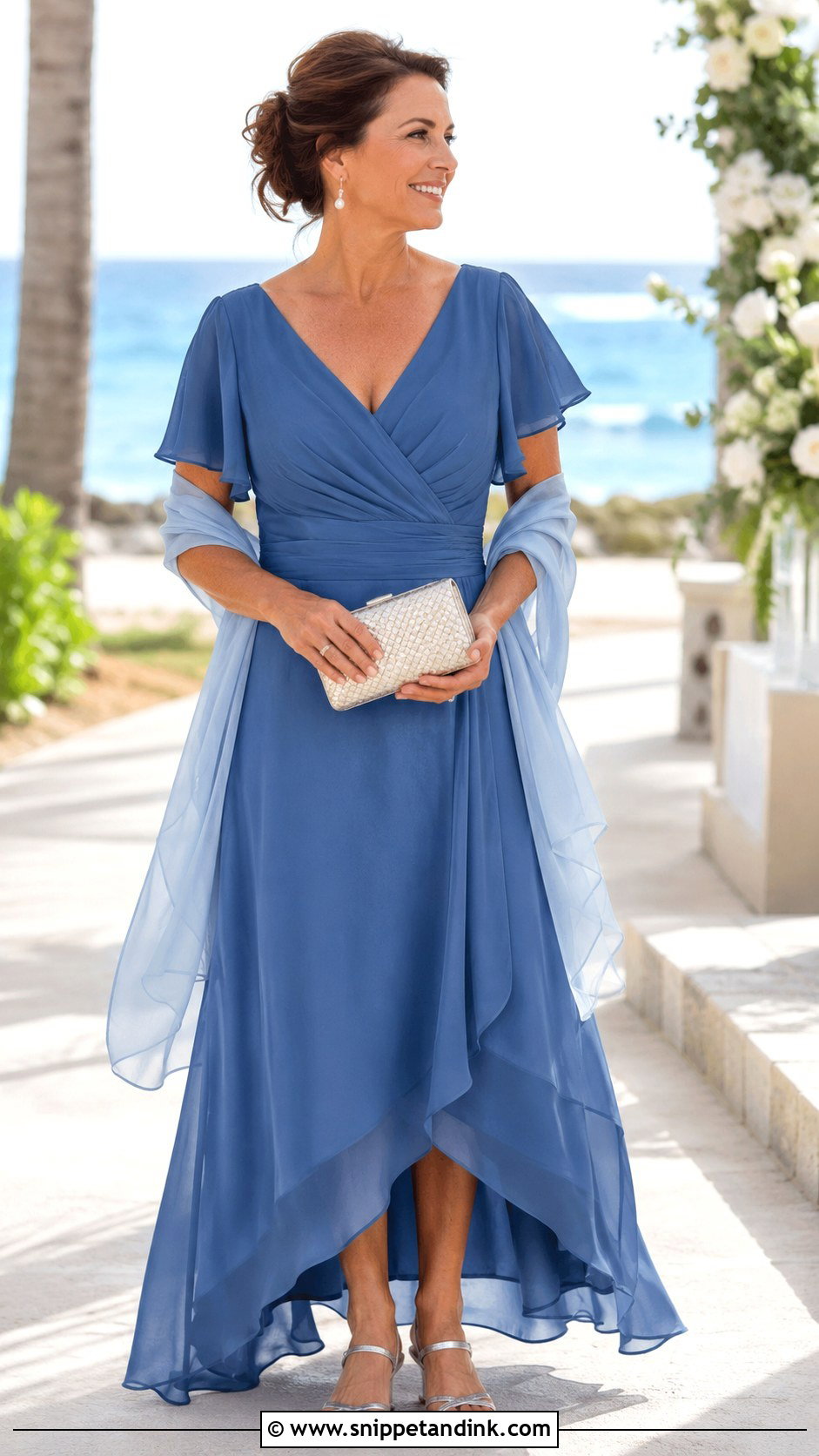 Blue Chiffon Mother of the Groom Beach Dress - Snippet and Ink - 20 Moms Dresses for Weddings