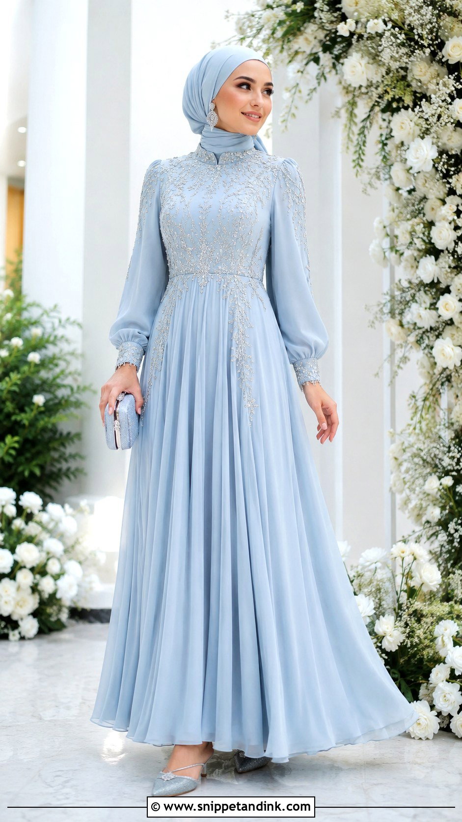 Blue Chiffon Nikah Dress - Snippet and Ink - 20 Dress for Nikah Ideas