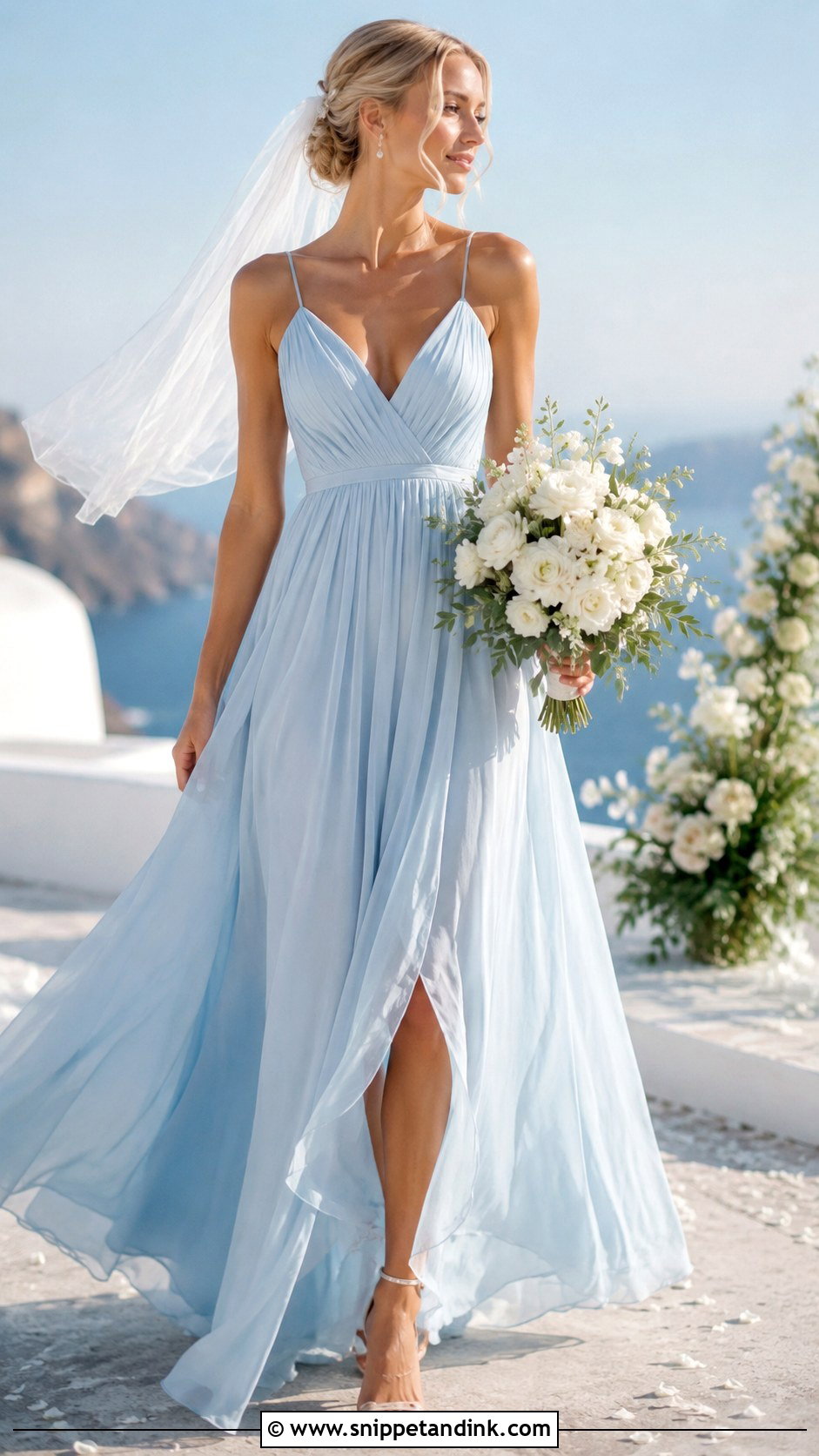 Blue Chiffon Wedding Dress - Snippet and Ink - 25 Blue Wedding Dresses