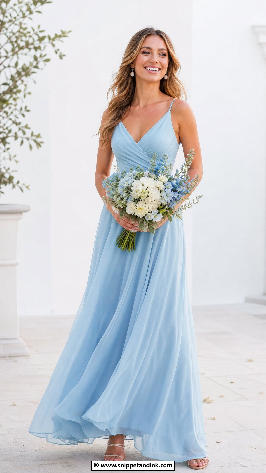 Blue Chiffon Wedding Dress - Snippet and Ink - 35 Blue Wedding Dress Ideas