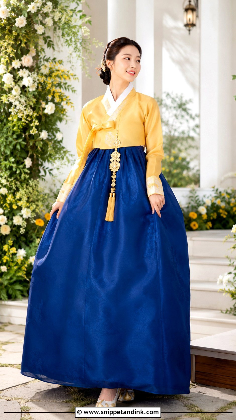Blue Chima Yellow Jeogori Hanbok - Snippet and Ink - 25 Traditional Korean Wedding Dress Ideas