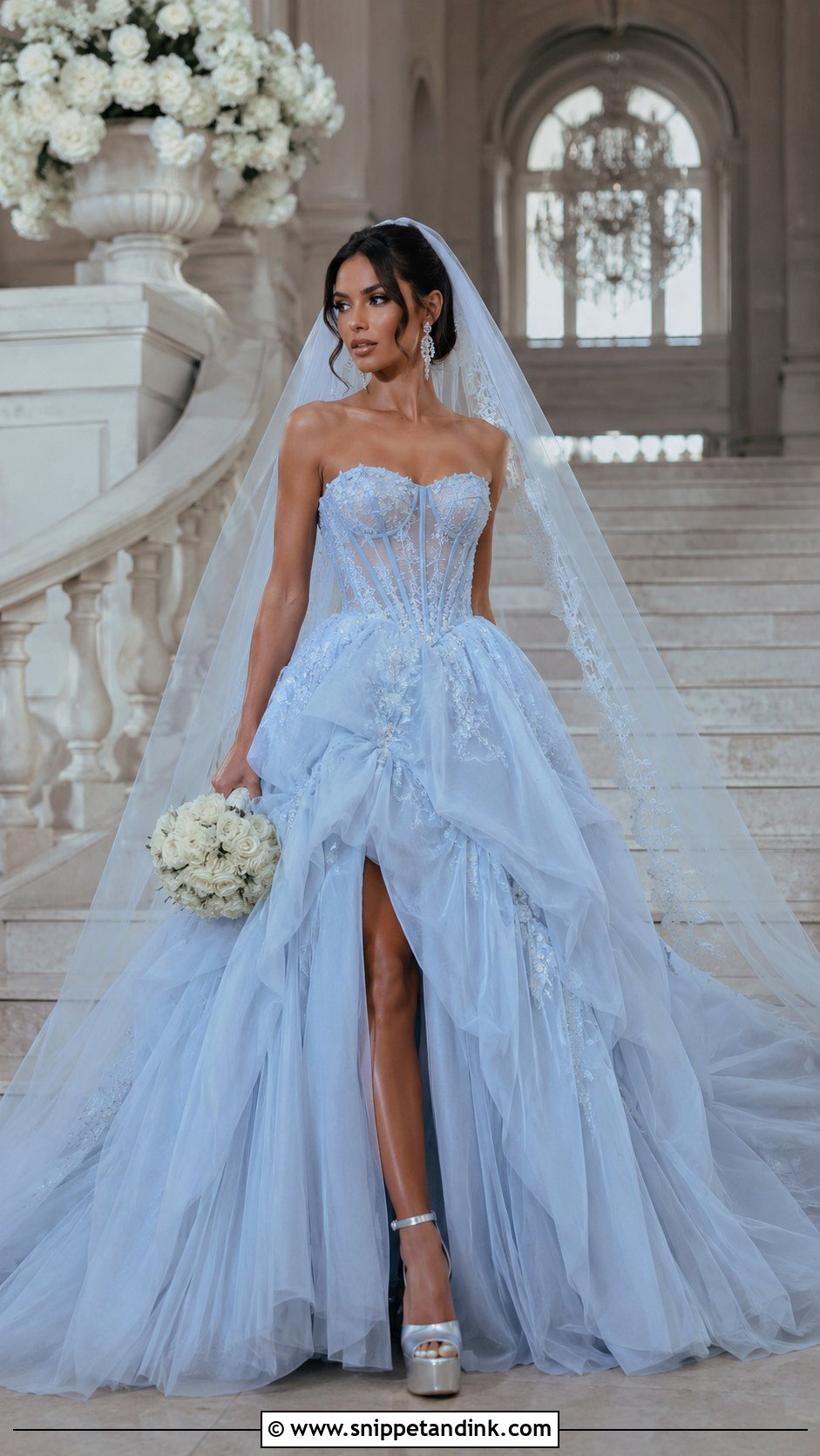 Blue Corset Ball Gown Wedding Outfit - Snippet and Ink - 20 Blue Wedding Dress Outfit Ideas
