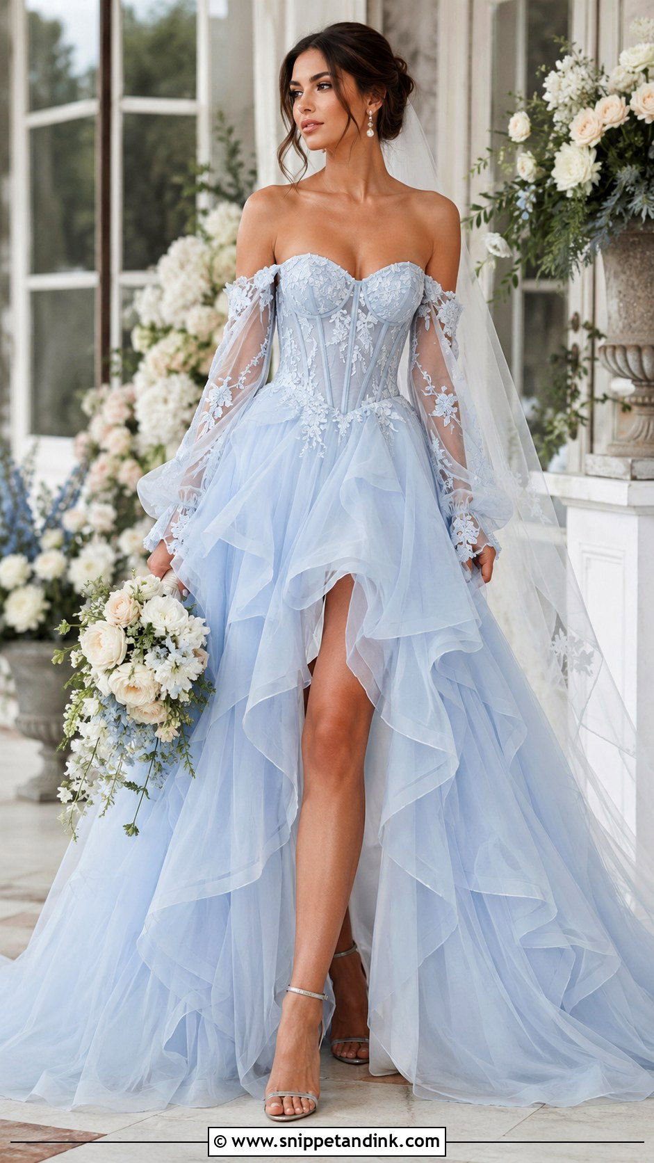 Blue Corset Bridal Gown - Snippet and Ink - 20 Blue Bridal Gown Ideas