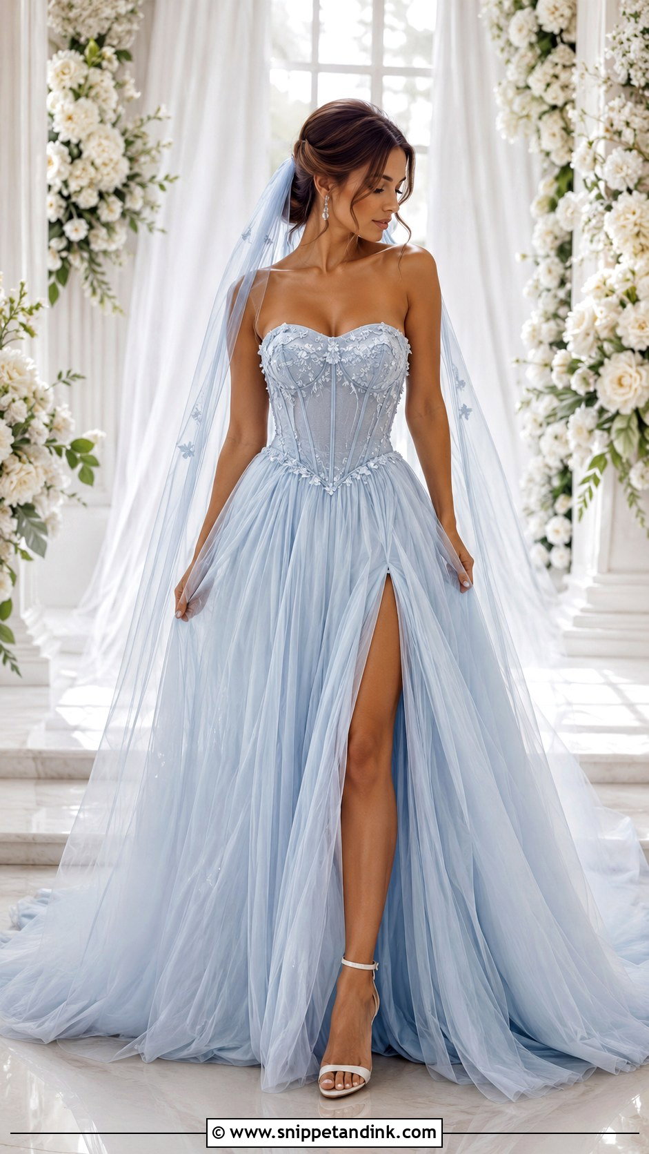 Blue Corset Wedding Dress - Snippet and Ink - 25 Blue Wedding Dresses