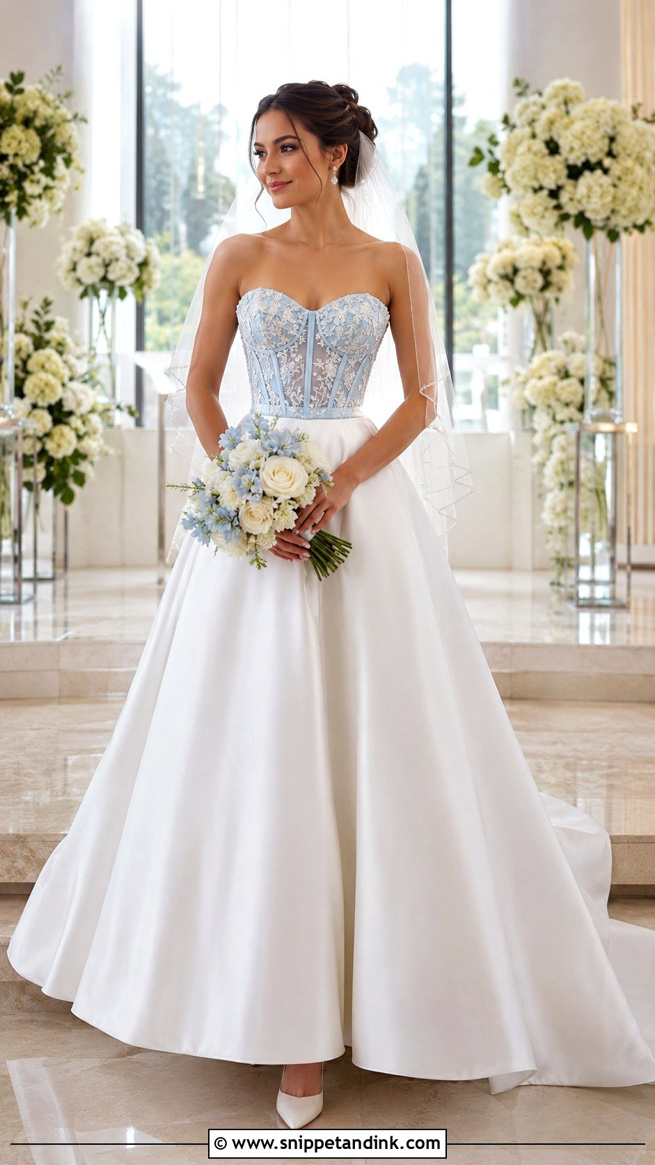 Blue Corset Wedding Dress With White Skirt - Snippet and Ink - 25 Blue and White Wedding Dress Ideas