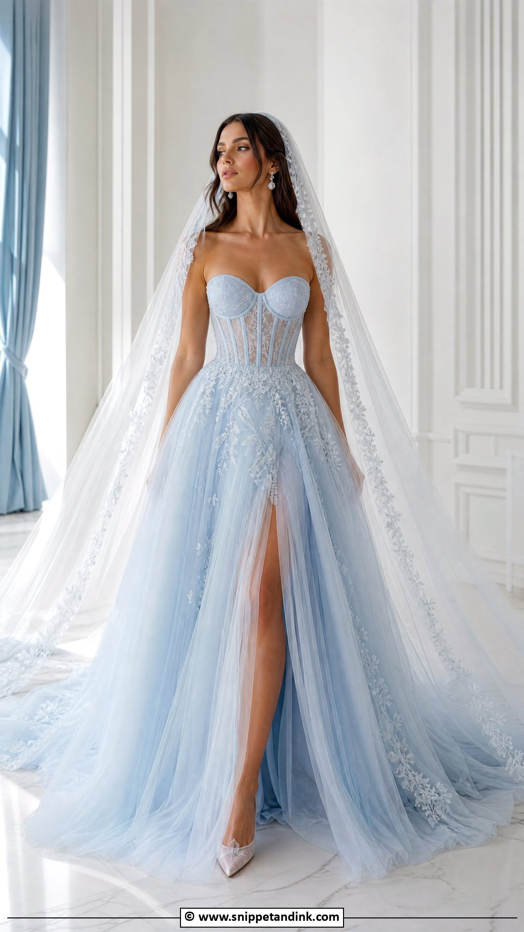 Blue Corset Wedding Dress - Snippet and Ink - 35 Blue Wedding Dress Ideas