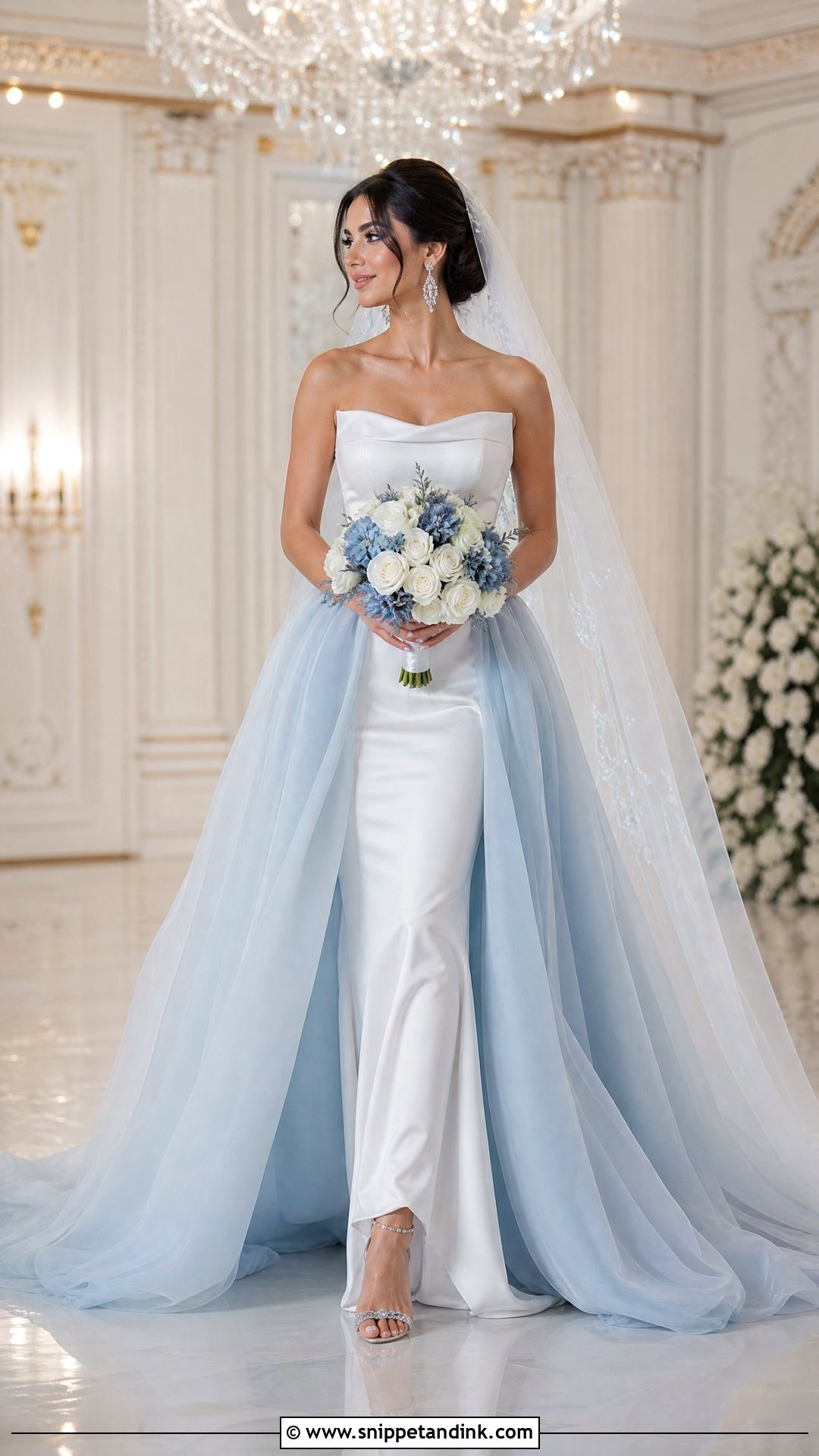 Blue Detachable Overskirt Bridal Dress - Snippet and Ink - 25 Blue Bridal Dress Ideas