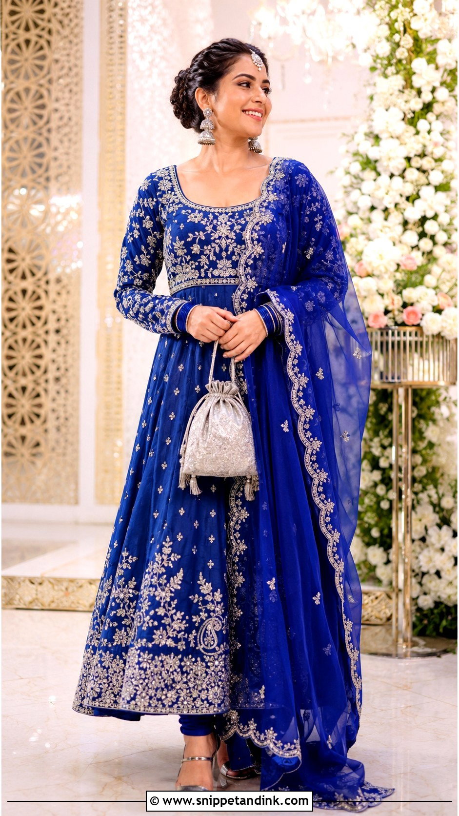 Blue Embroidered Anarkali Bhabhi Look - Snippet and Ink - 20 Bhabhi Look in Wedding Ideas
