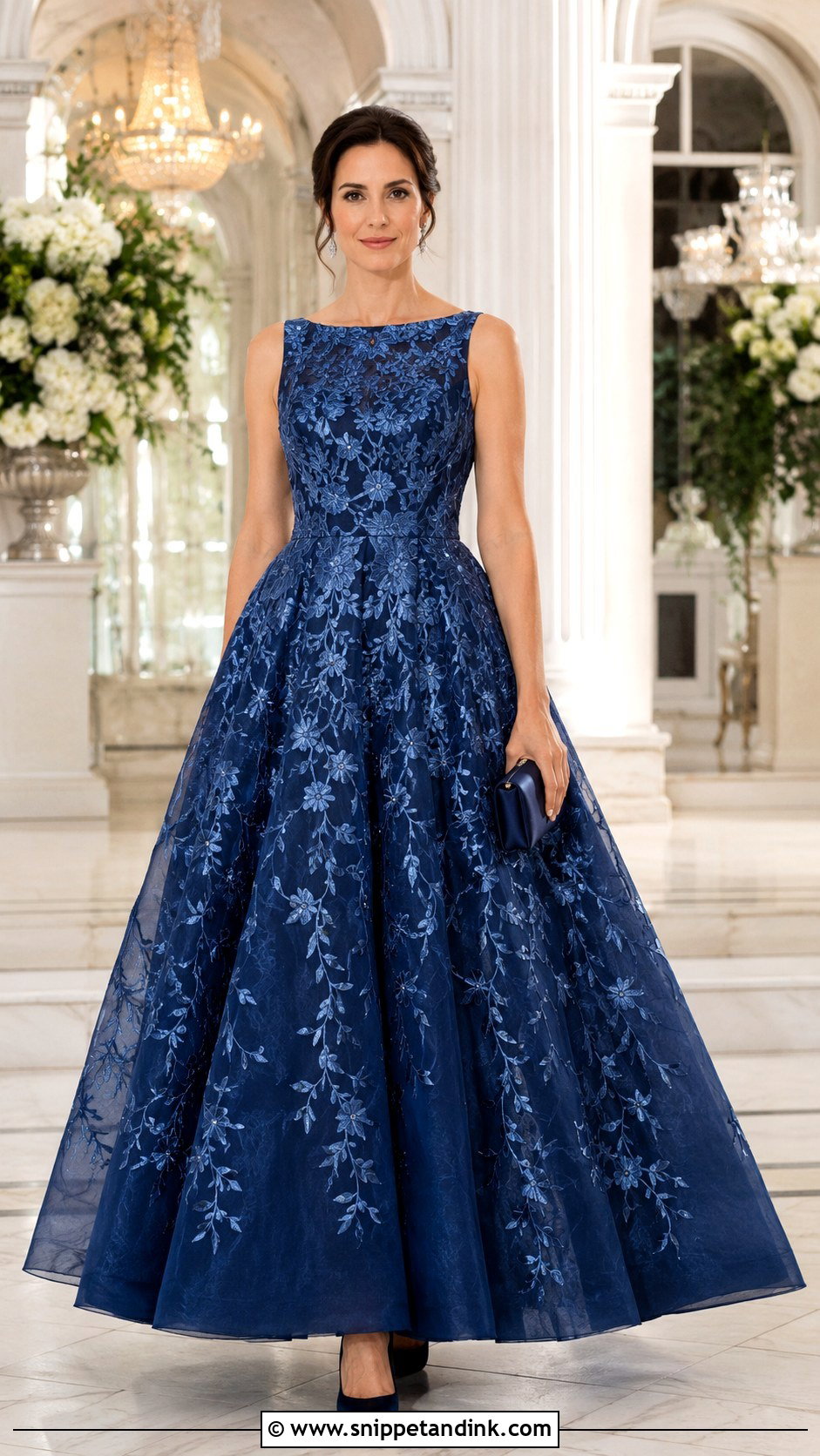 Blue Embroidered Ball Gown - Snippet and Ink - 20 Blue Gown Ideas