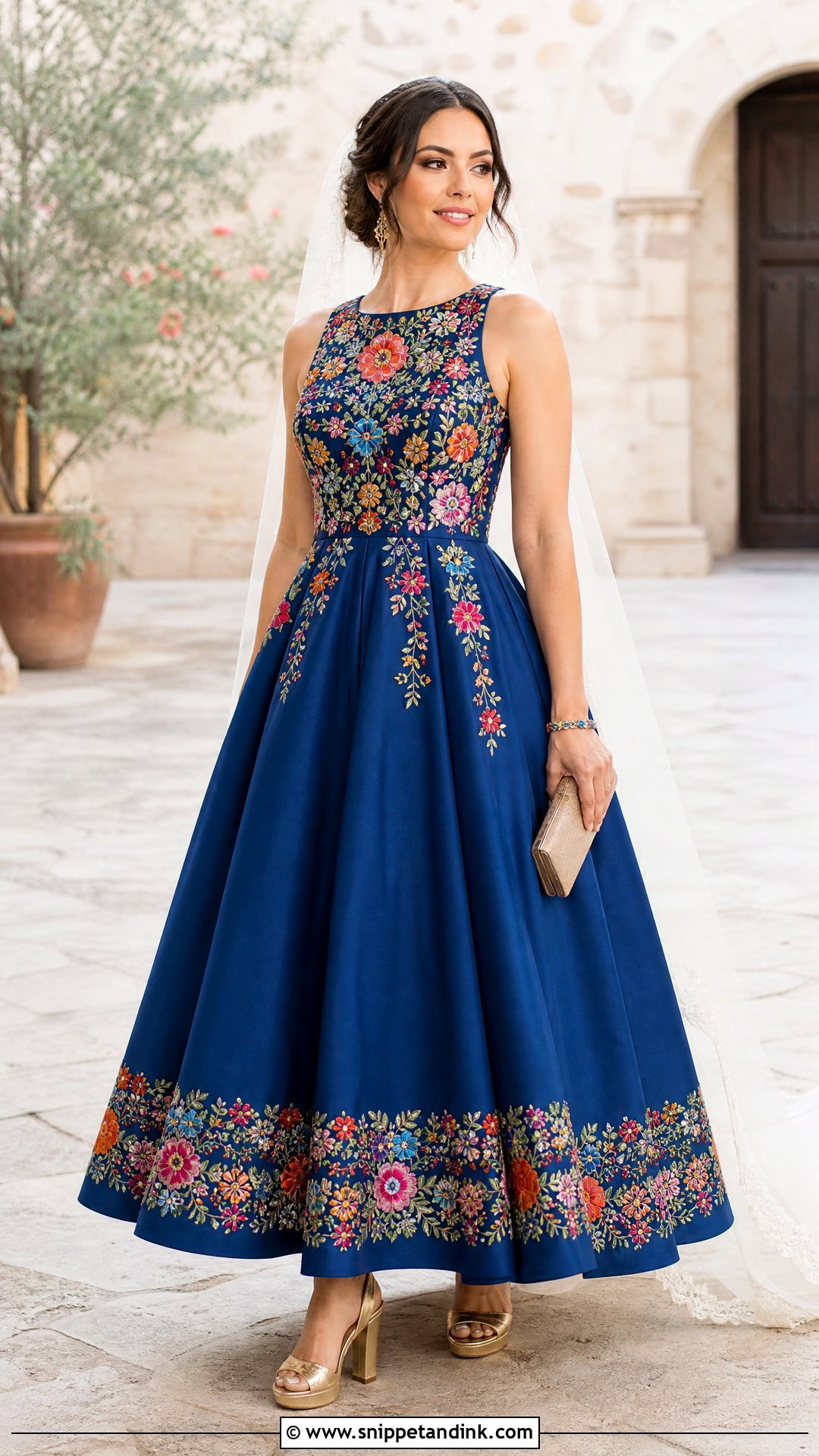 Blue Embroidered Mexican Wedding Dress - Snippet and Ink - 25 Embroidered Mexican Wedding Dress Ideas