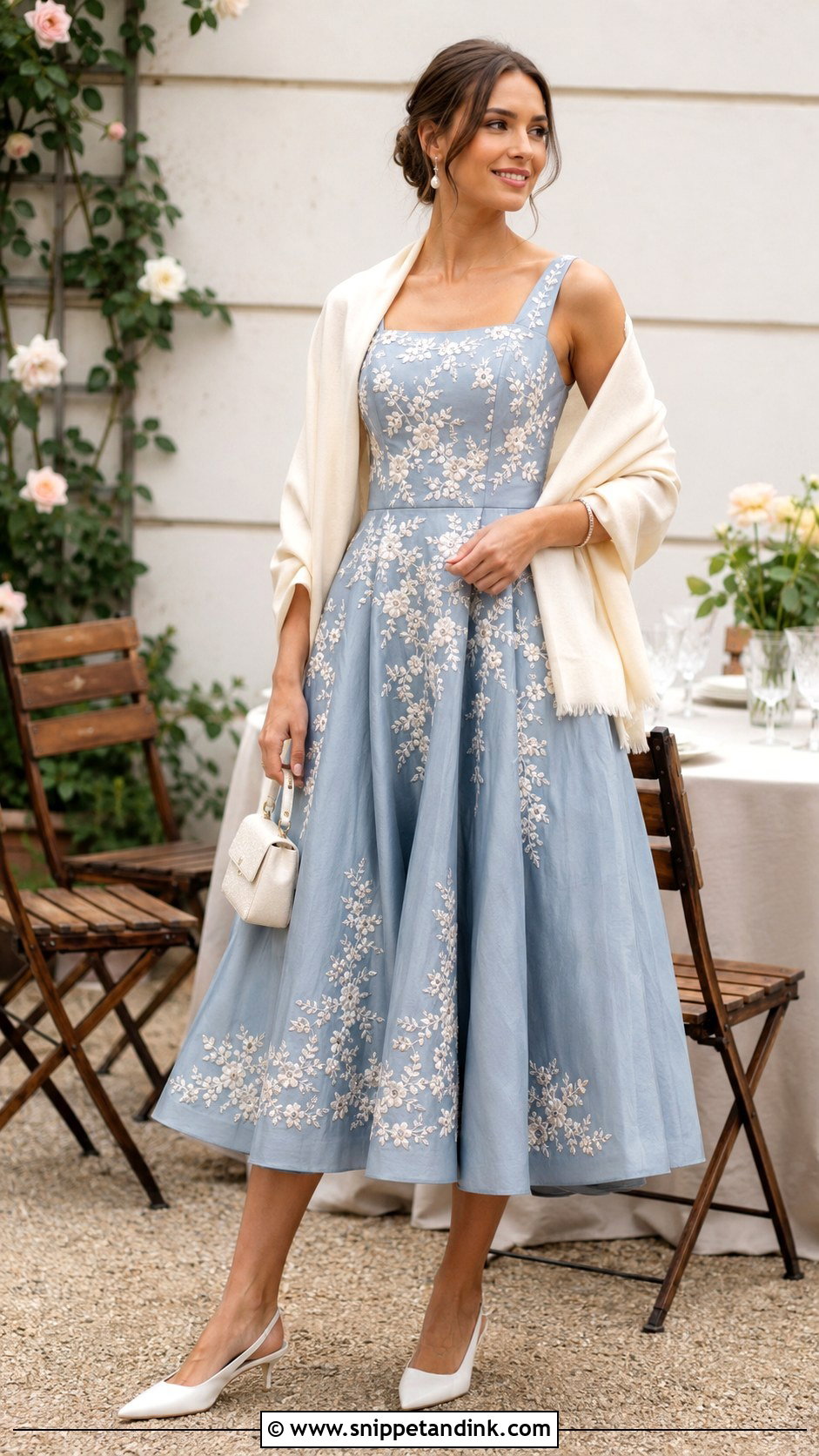 Blue Embroidered Midi Dress - Snippet and Ink - 20 Something Blue Dress Ideas