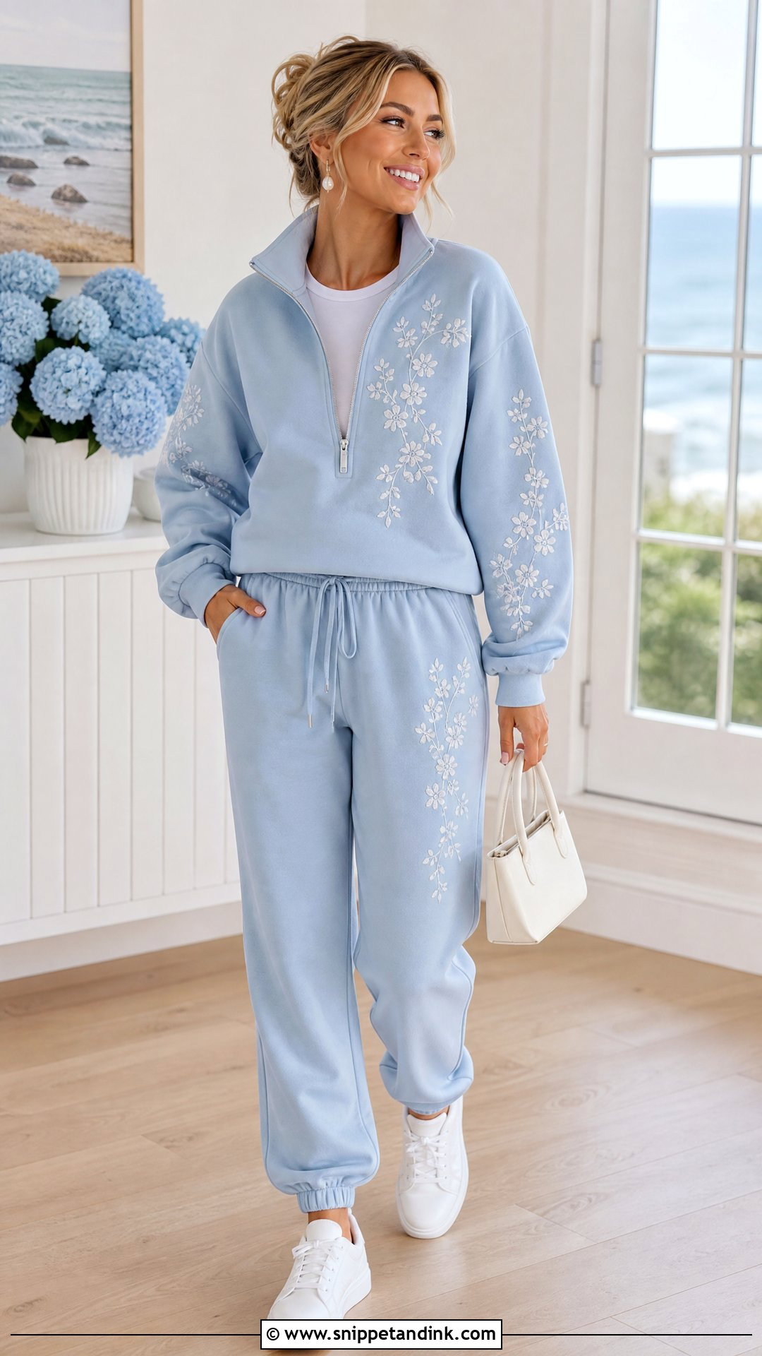 Blue Embroidered Wedding Sweatsuit - Snippet and Ink - 20 Wedding Sweatsuit Ideas