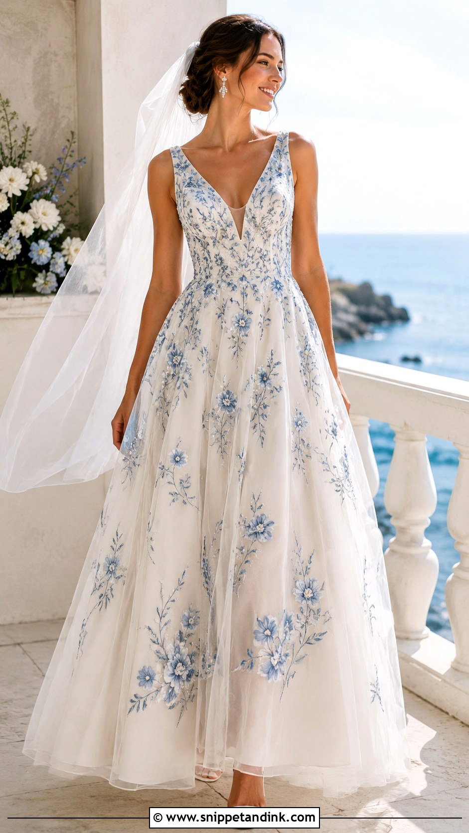Blue Embroidery Wedding Dress - Snippet and Ink - 25 Embroidery Wedding Dress Ideas