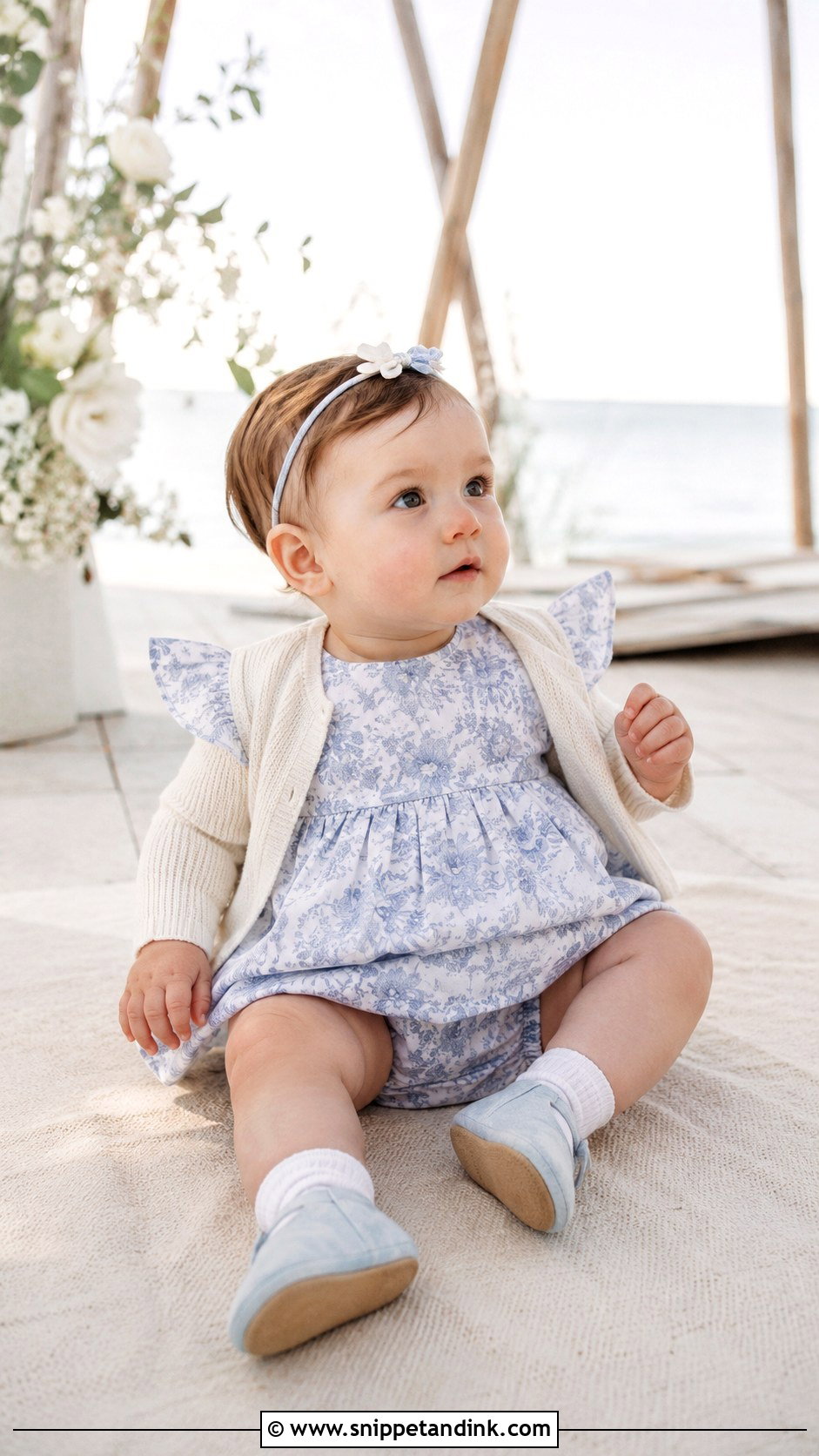 Blue Floral Gauze Wedding Baby Dress - Snippet and Ink - 20 Baby Dresses for Wedding