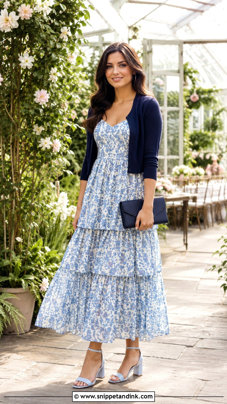 Blue Floral Maxi May Wedding Dress - Snippet and Ink - 20 May Wedding Dress Ideas