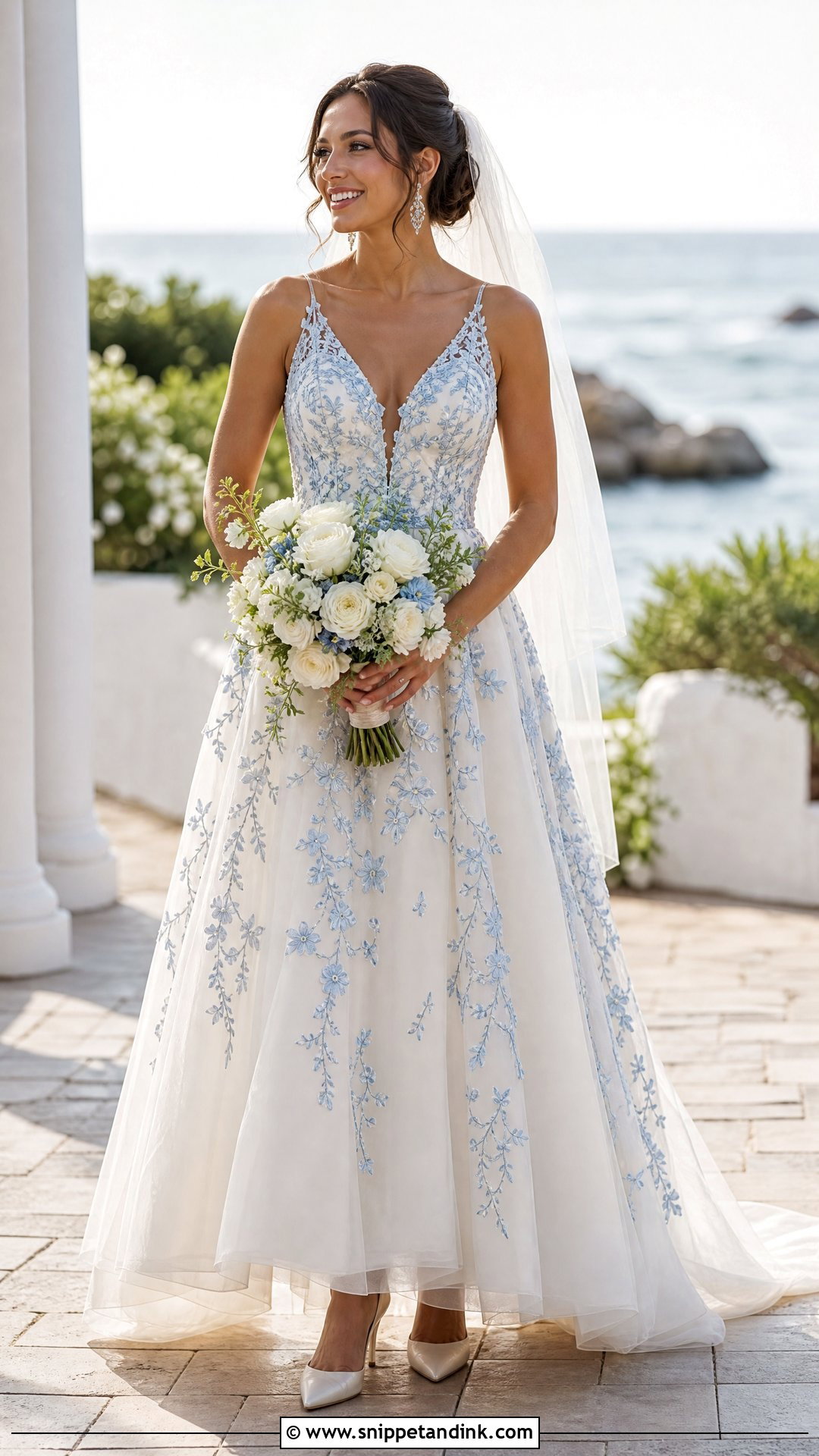 Blue Floral Wedding Dress - Snippet and Ink - 25 Flowers Wedding Dresses
