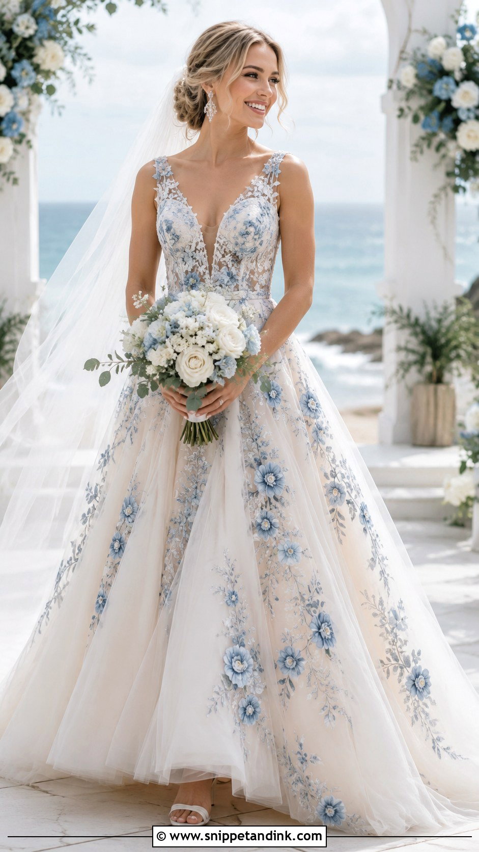 Blue Floral Wedding Dress - Snippet and Ink - 20 Flower Wedding Dresses