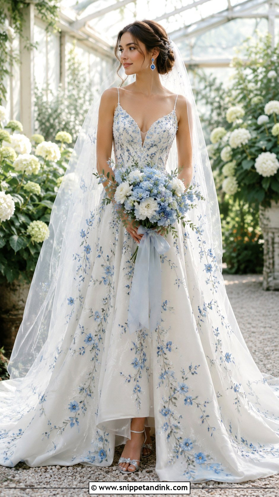 Blue Floral Wedding Dress - Snippet and Ink - 20 Girly Wedding Dress Ideas