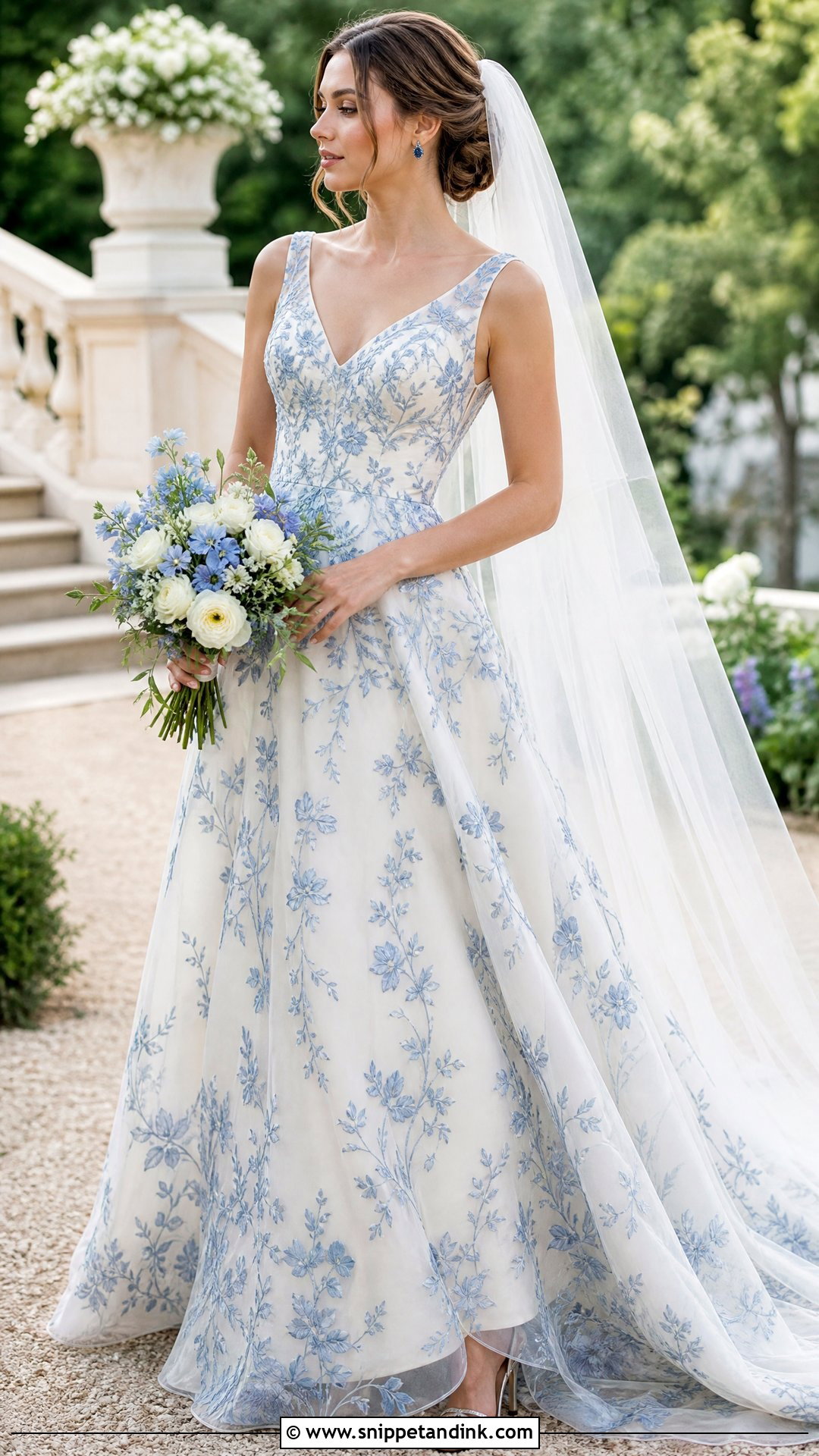 Blue Floral Wedding Dress - Snippet and Ink - 20 Wedding Dress Gallery Ideas