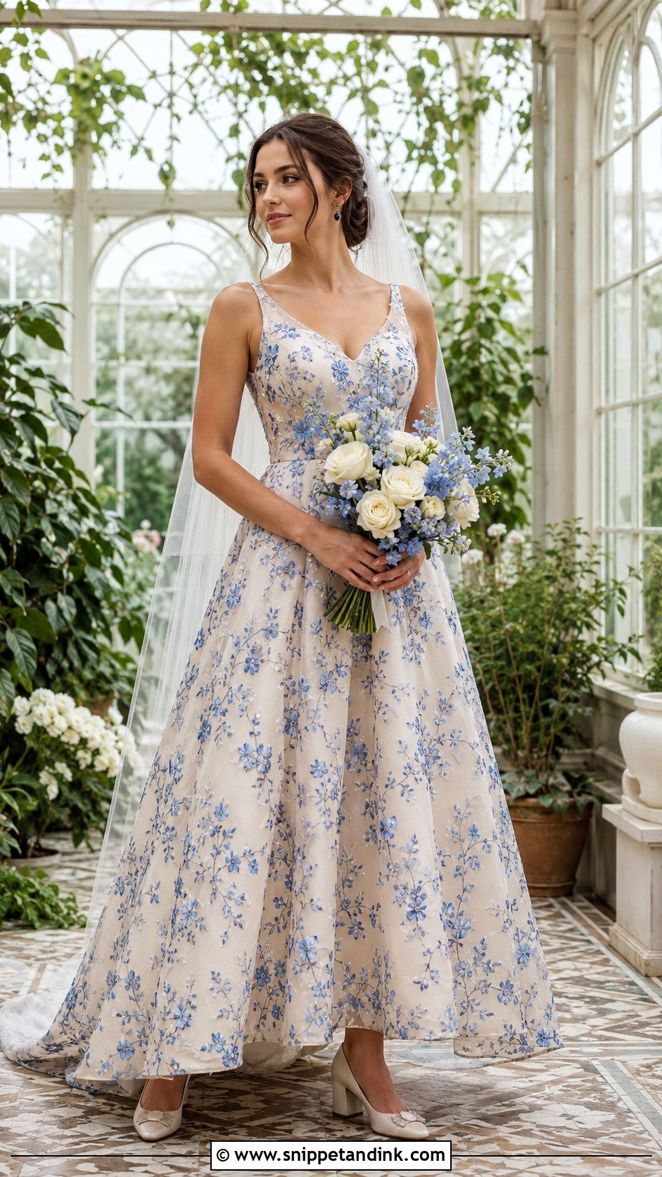 Blue Floral Wedding Dress Outfit - Snippet and Ink - 20 Blue Wedding Dress Outfit Ideas
