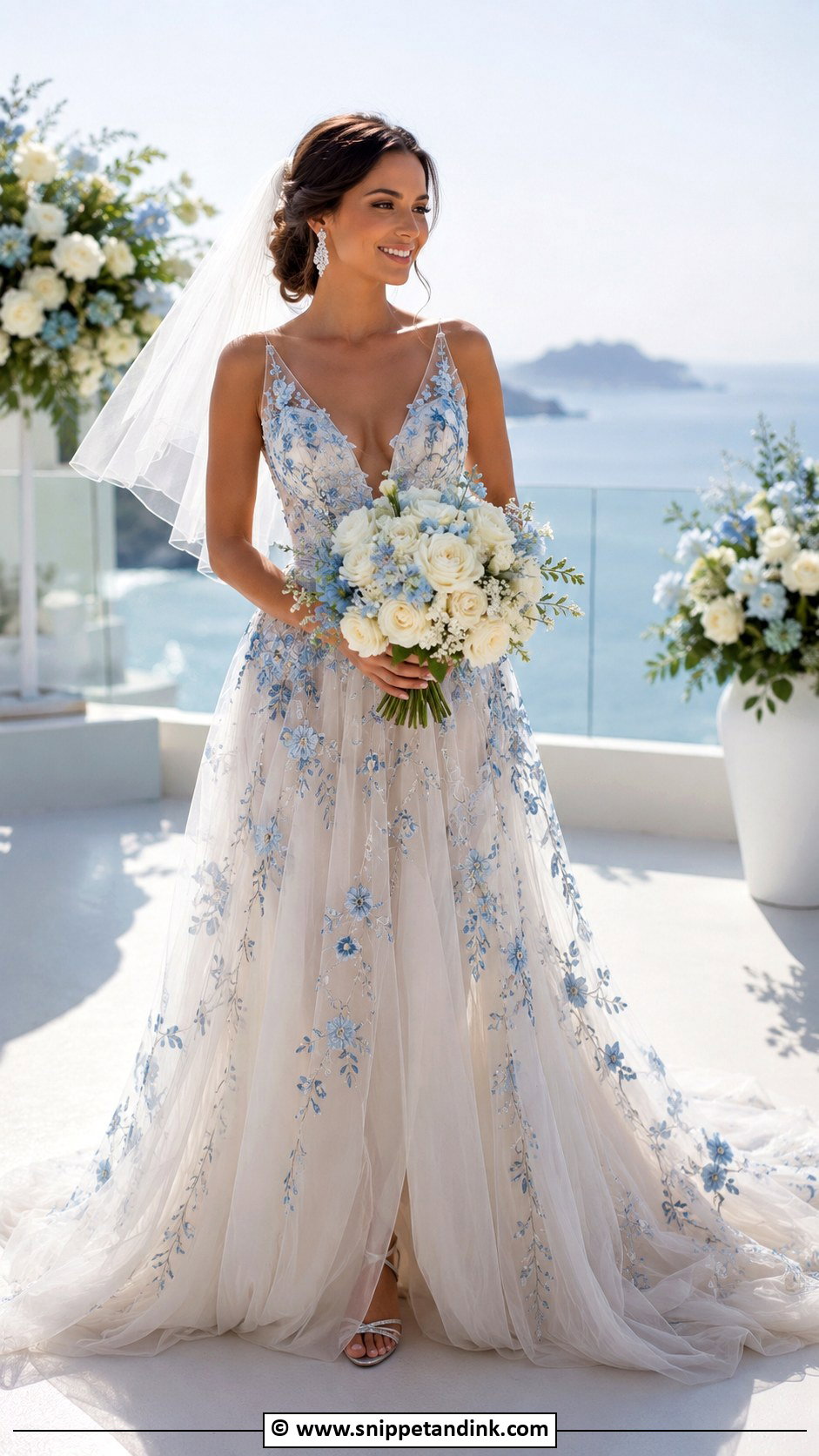 Blue Floral Wedding Dress - Snippet and Ink - 25 Wedding Dress Flowers