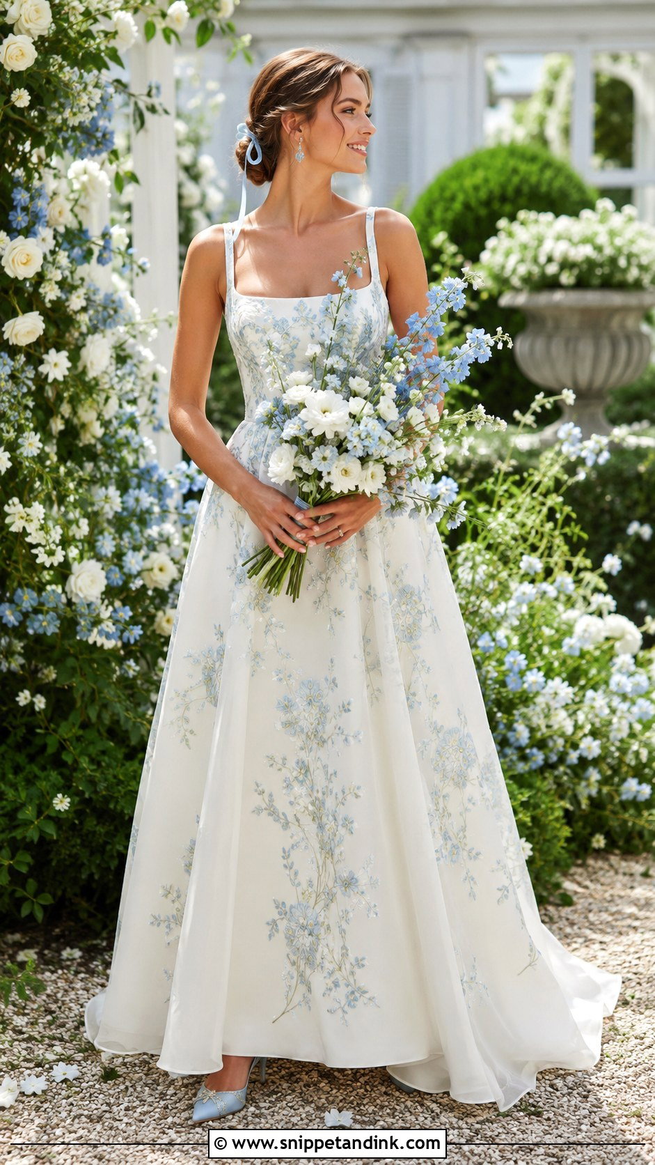 Blue Floral Whimsical Bridal Look - Snippet and Ink - 20 Whimsical Bride Ideas