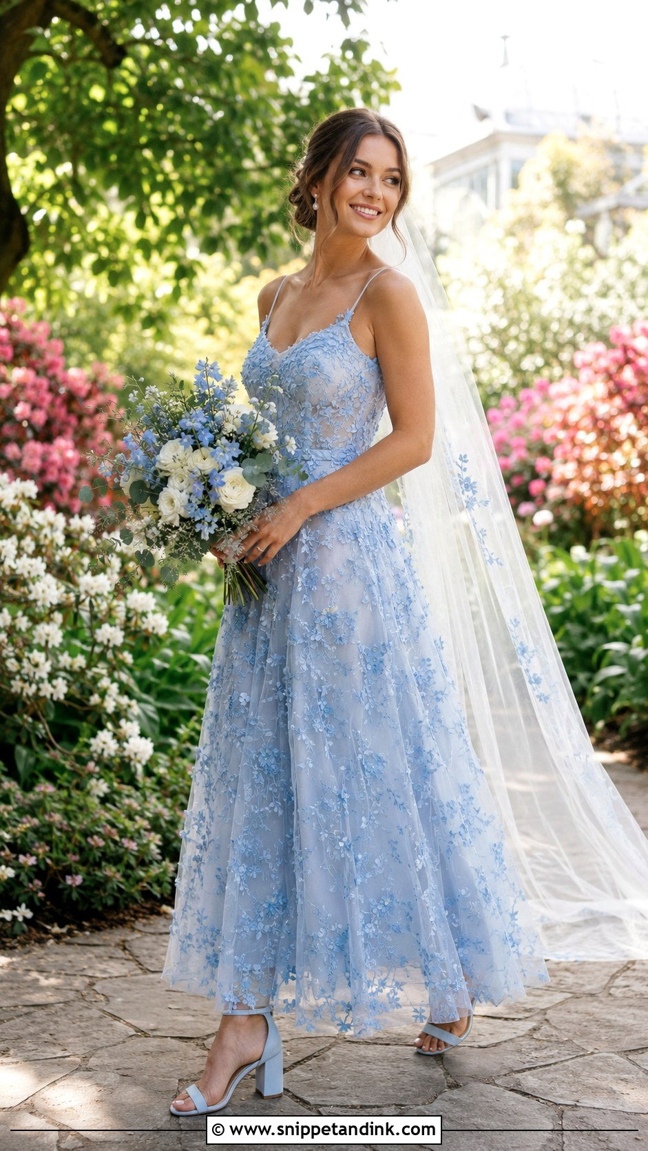 Blue Garden Wedding Dress - Snippet and Ink - 25 Blue Wedding Dresses