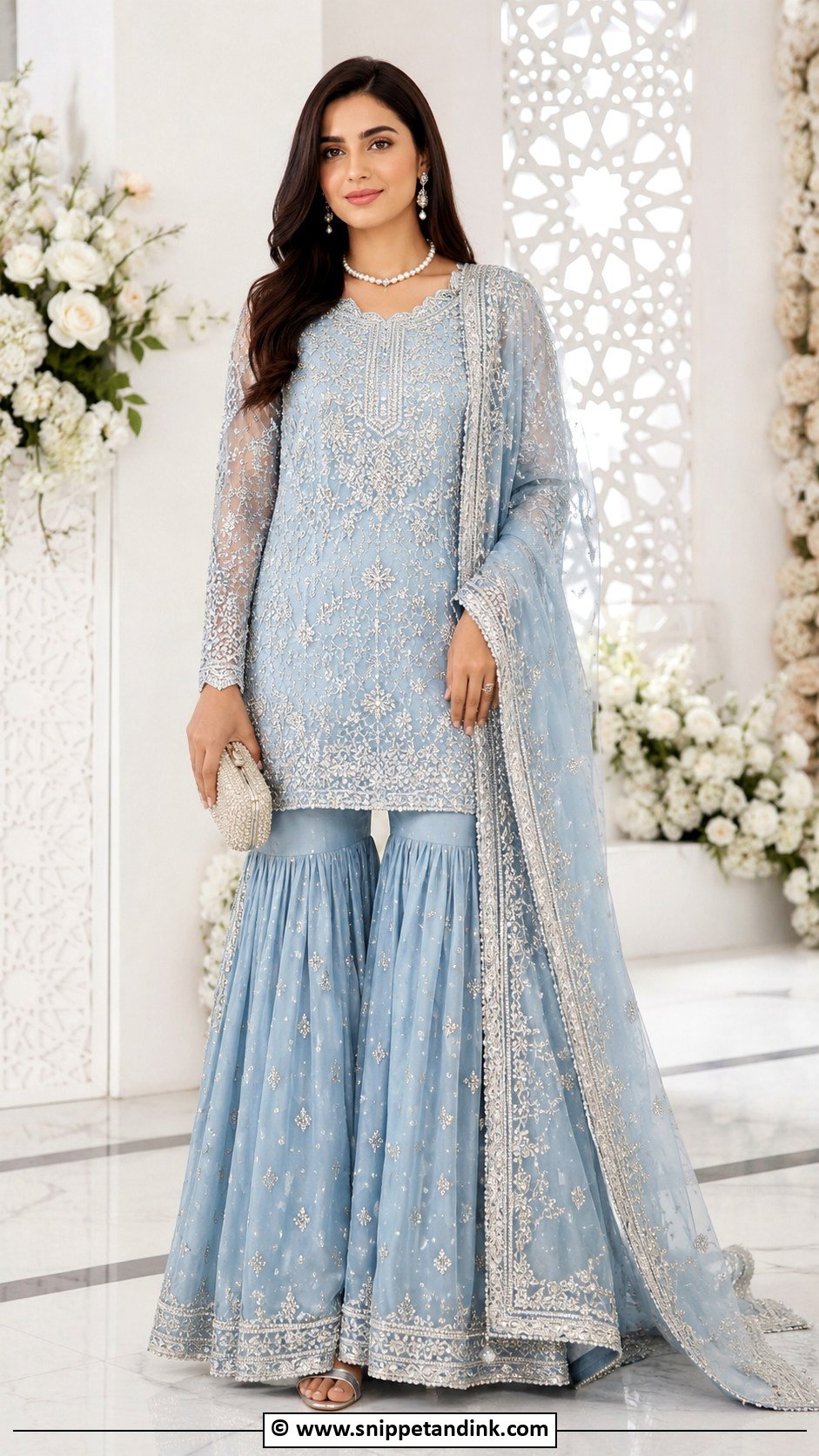 Blue Gharara Dress - Snippet and Ink - 25 Grara Dress Pakistani Wedding Ideas