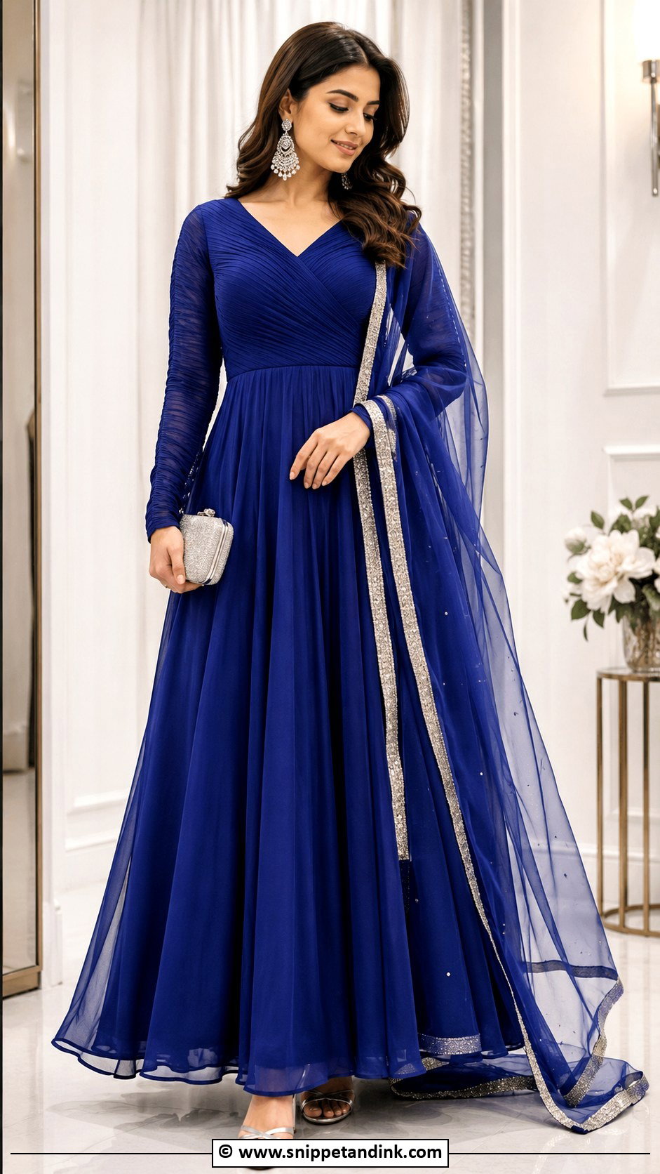 Blue Gown With Dupatta - Snippet and Ink - 30 Gown with Dupatta Ideas