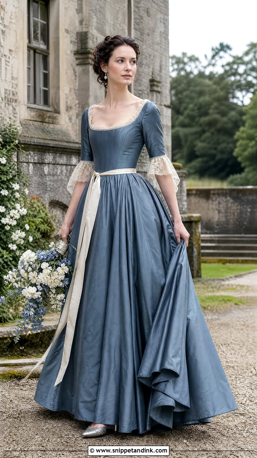 Blue Gray Outlander Wedding Dress - Snippet and Ink - 20 Outlander Wedding Dress Ideas