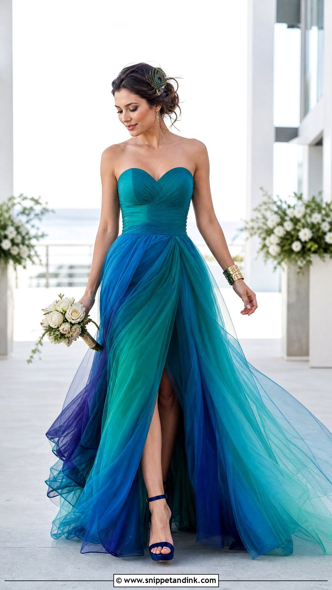 Blue Green Ombre Peacock Wedding Dress - Snippet and Ink - 20 Peacock Wedding Dresses