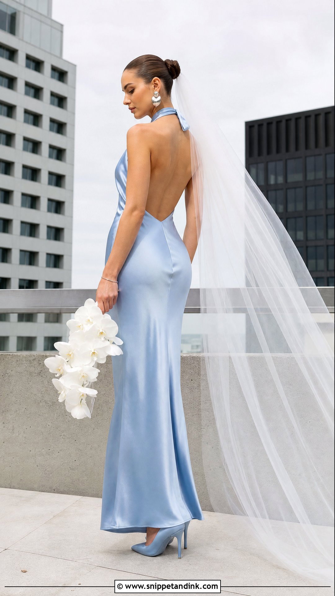 Blue Halter Satin Bridal Dress - Snippet and Ink - 25 Blue Bridal Dress Ideas