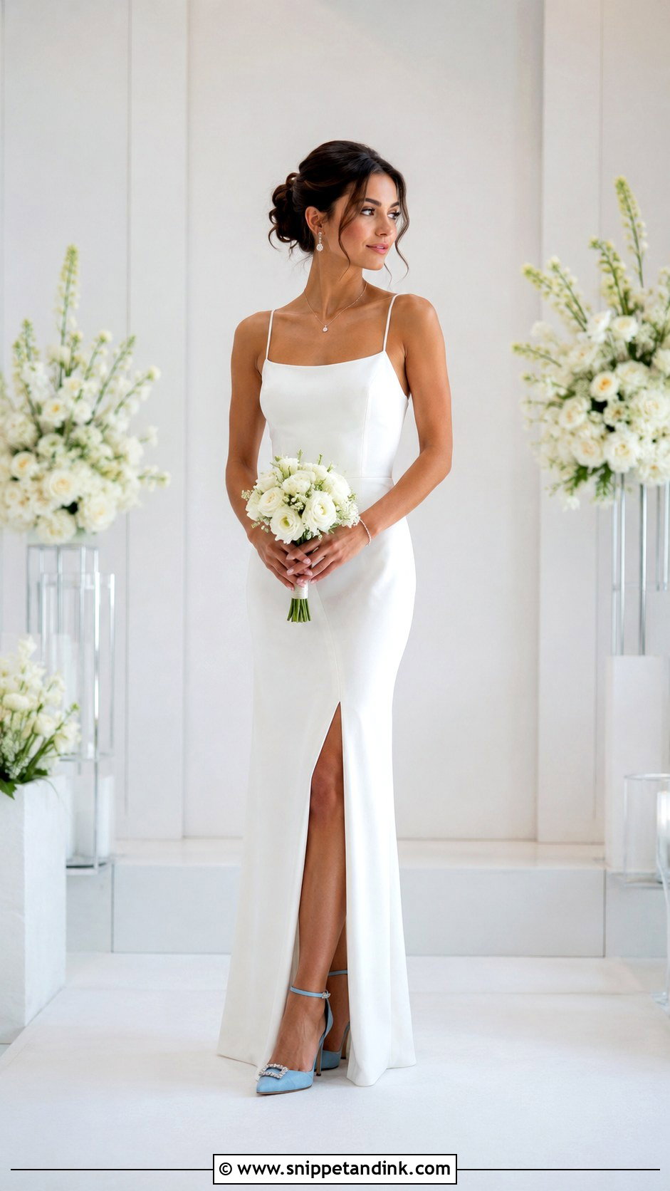 Blue Heels With Simple Wedding Dress - Snippet and Ink - 20 High Heels for Wedding Ideas