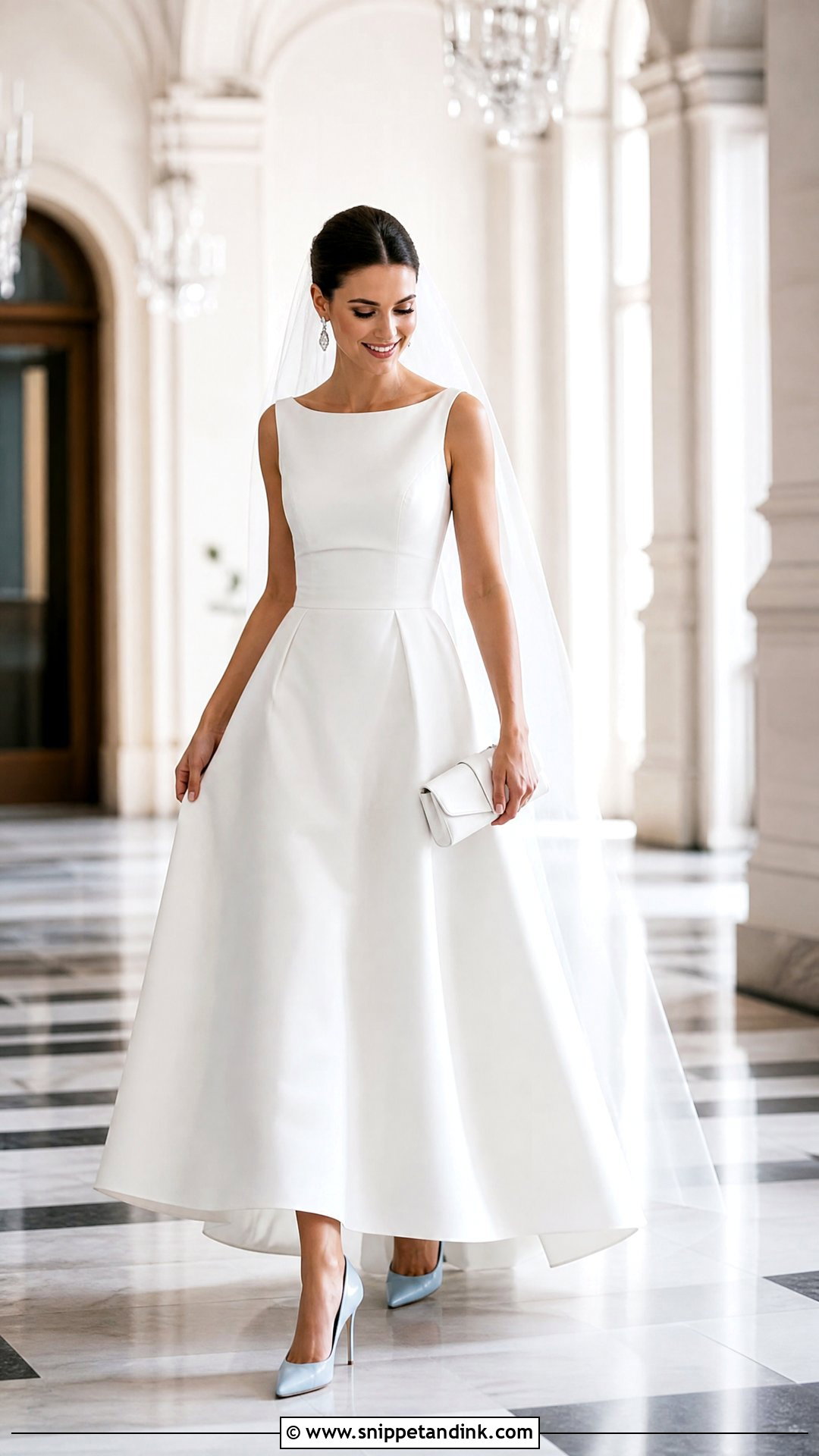 Blue High Heels With Classic Wedding Dress - Snippet and Ink - 20 Wedding High Heels Brides Ideas