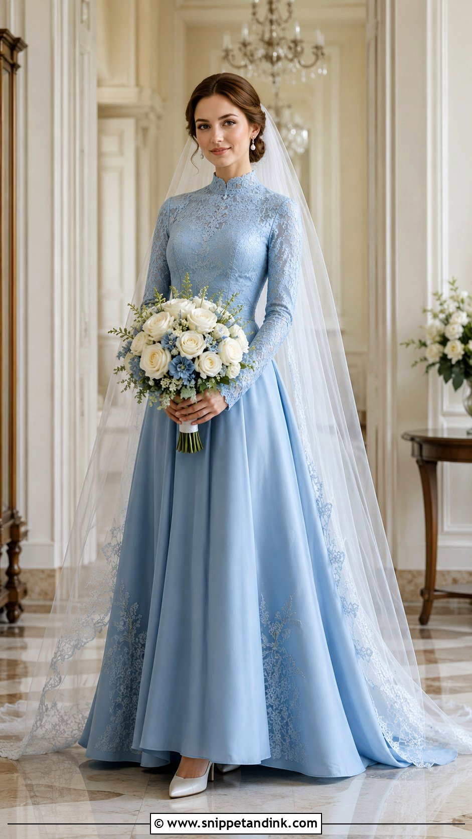 Blue High Neck Wedding Dress Outfit - Snippet and Ink - 20 Blue Wedding Dress Outfit Ideas