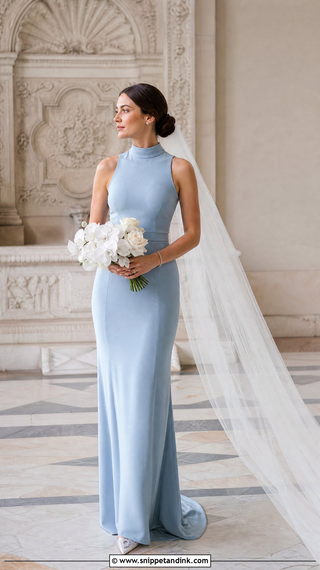 Blue High Neck Wedding Dress - Snippet and Ink - 20 Blue Bride Ideas