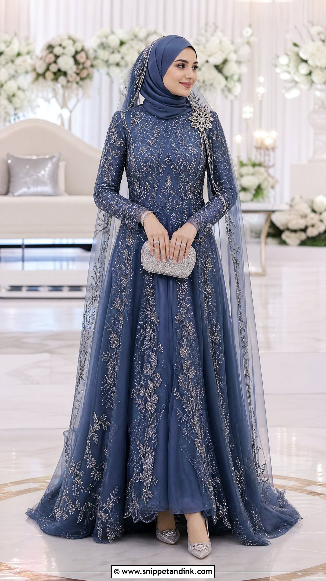 Blue Hijab Walima Dress - Snippet and Ink - 20 Blue Walima Dress Ideas